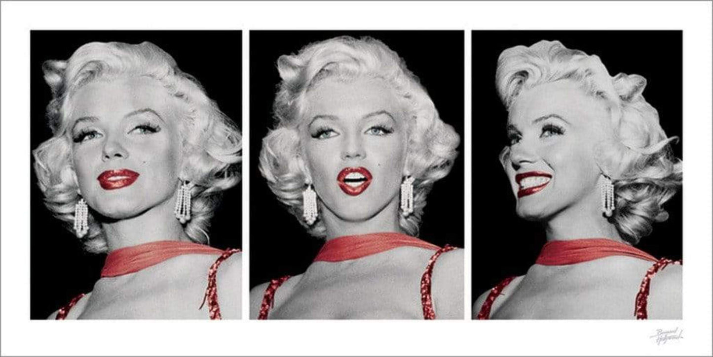 Kunstdruk Marilyn Monroe - Red Dress Triptych 100x50cm