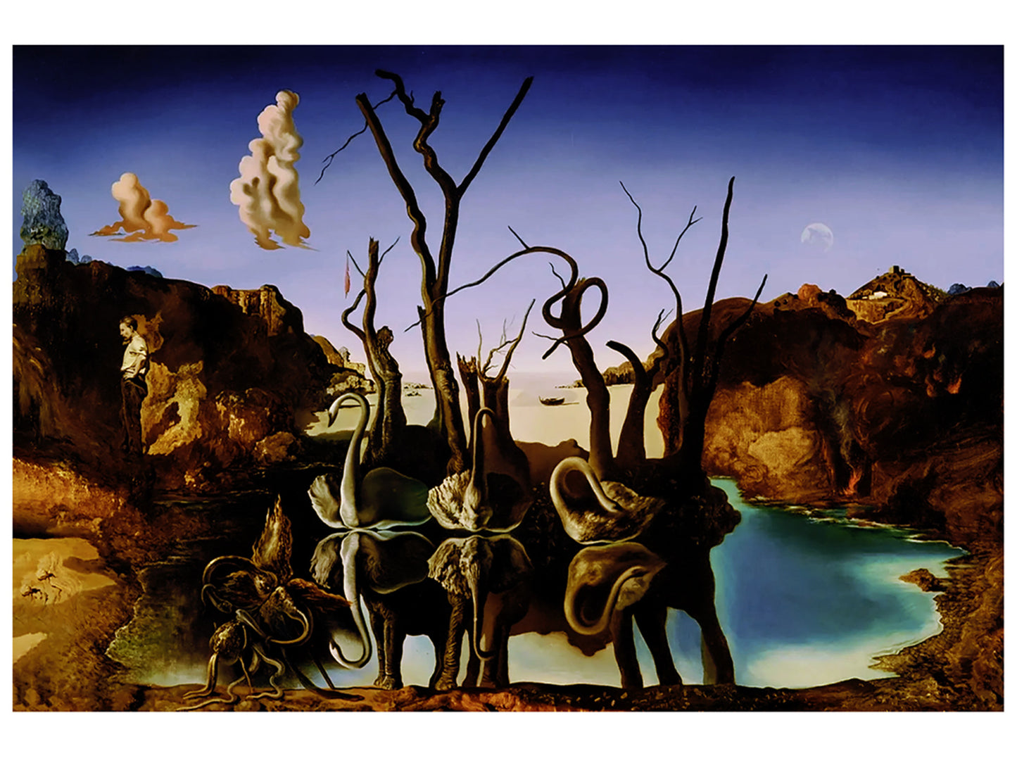 Kunstdruk Salvador Dali - Reflections of Elephants 80x60cm