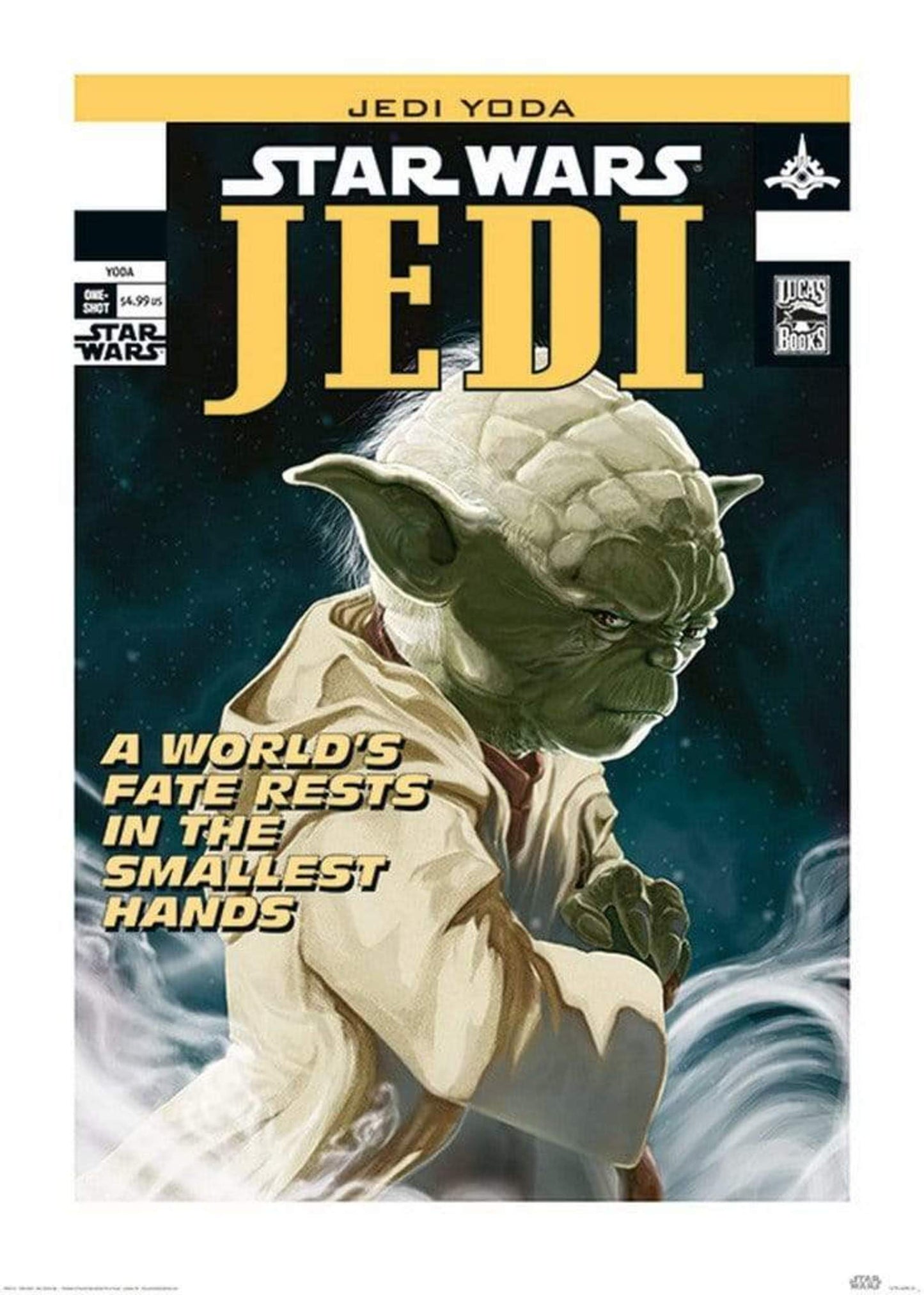 Kunstdruk Star Wars - Yoda Worlds Fate 50x70cm