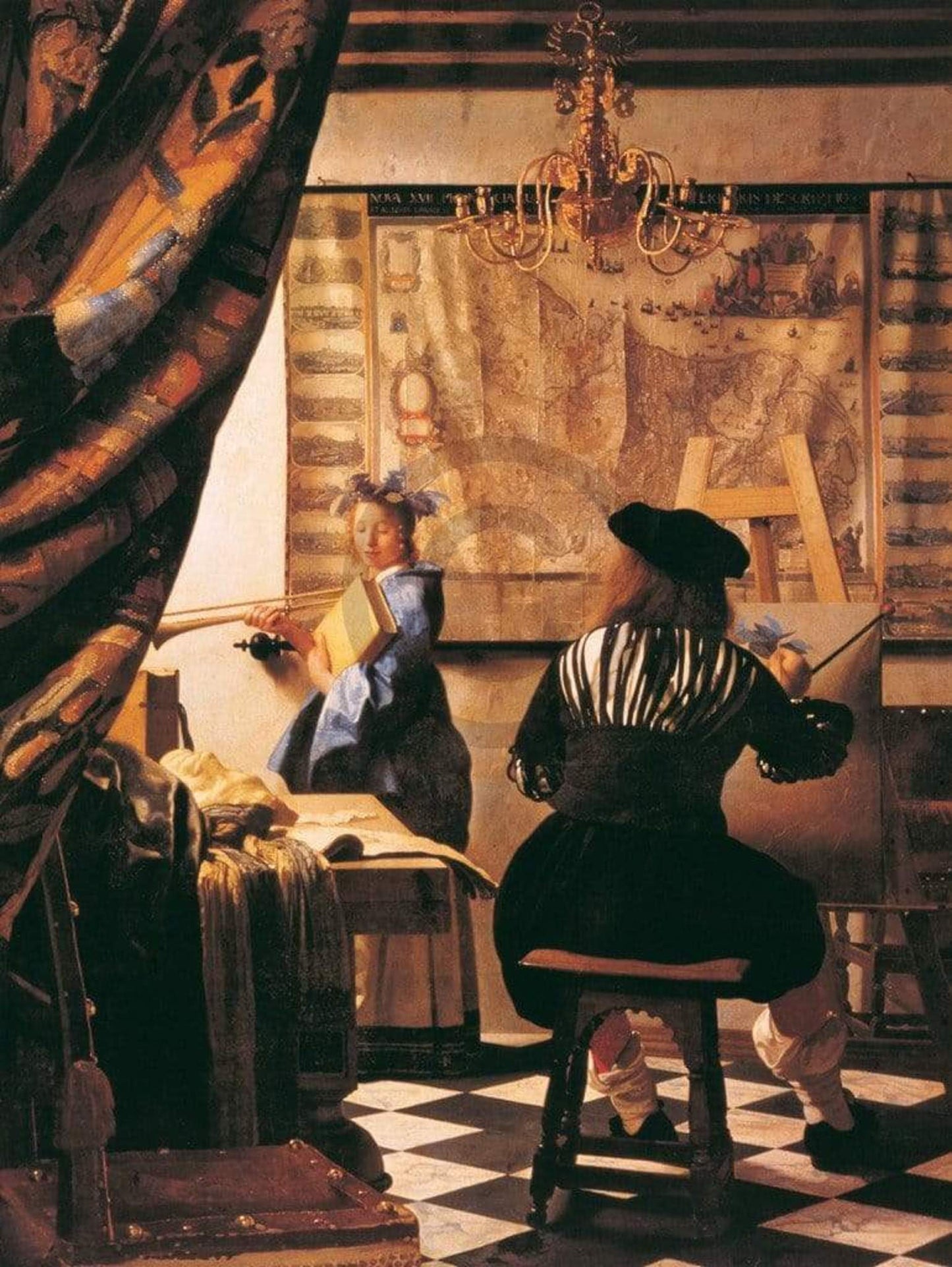 Kunstdruk Johannes Vermeer - Die Malkunst 60x80cm