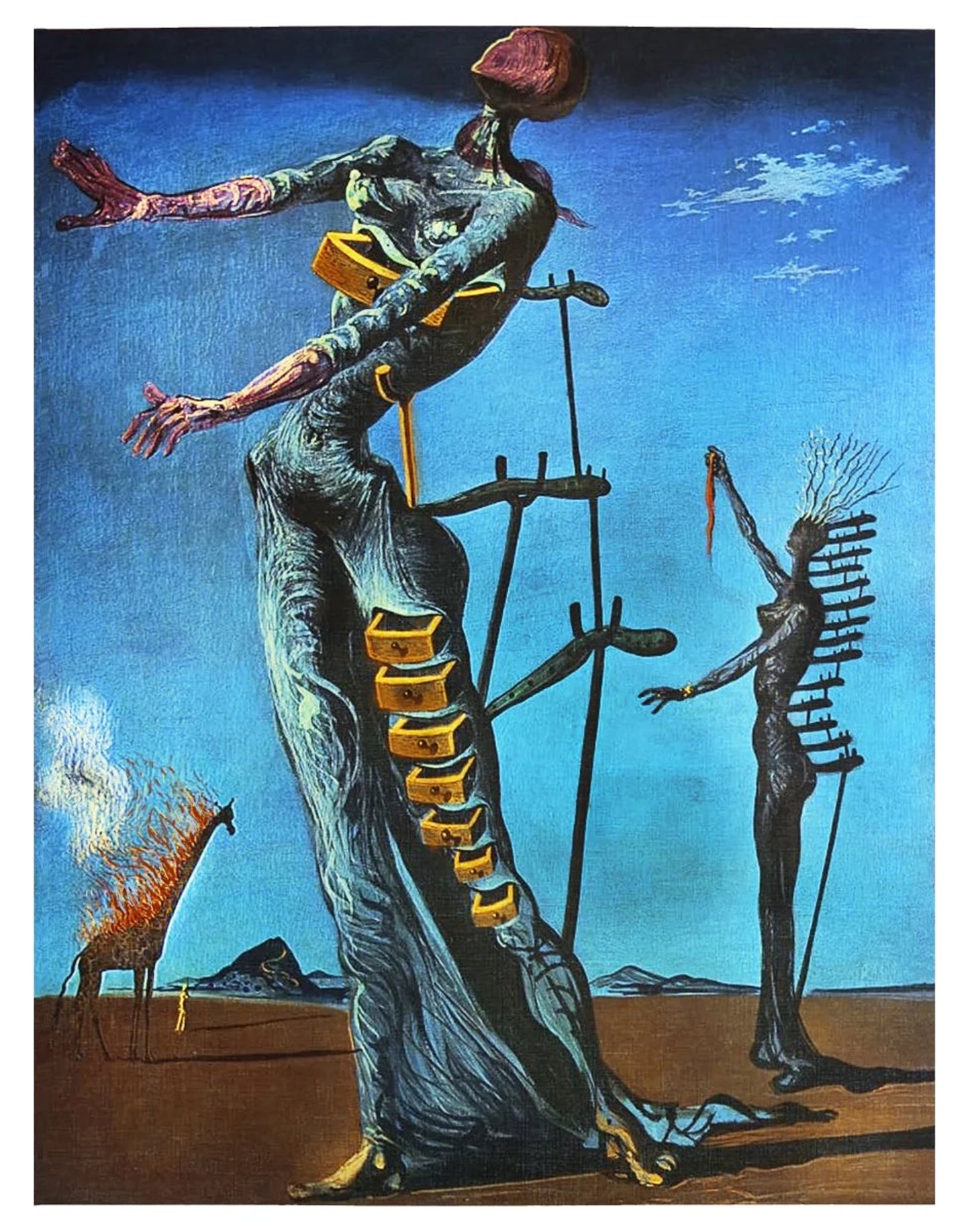 Kunstdruk Salvador Dali - La girafe en feu 60x80cm