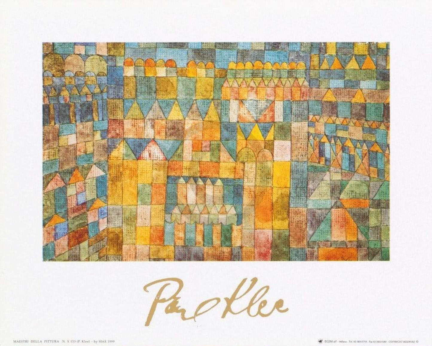 Kunstdruk Paul Klee - Tempelviertel von Pert, 1928 30x24cm
