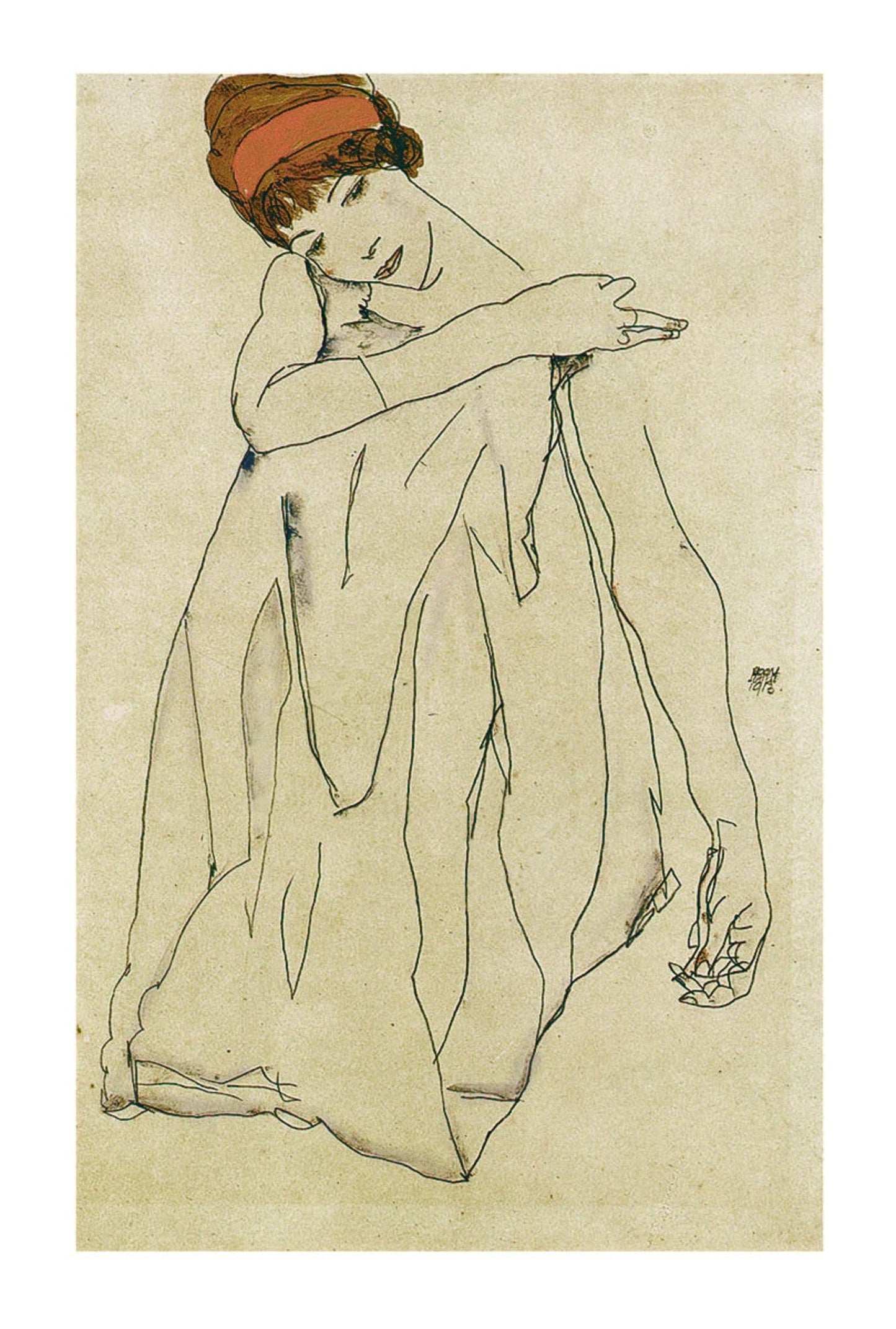 Egon Schiele Sitzende Frau Kunstdruk 50x70cm | Posters.nl