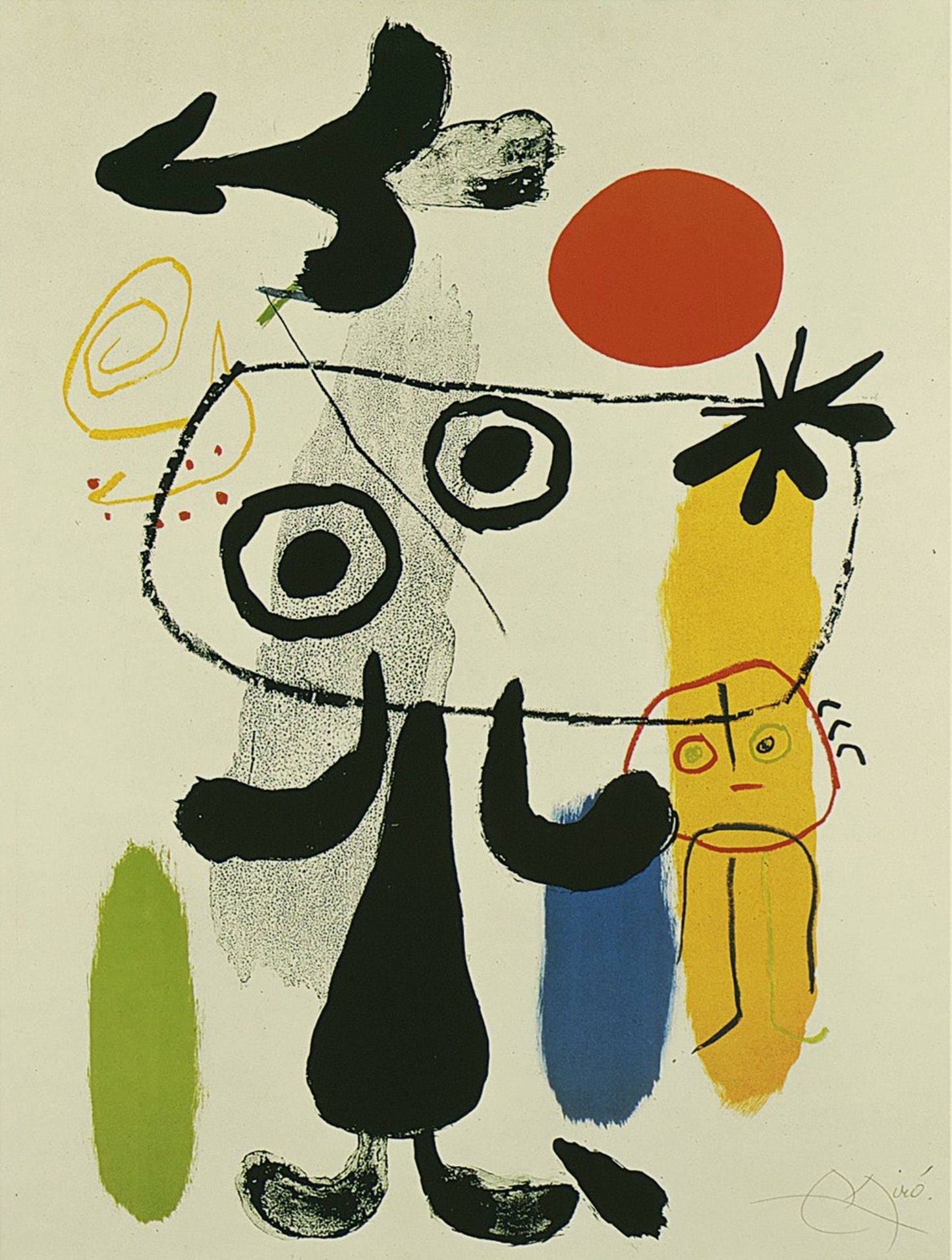 Joan Miro Figur gegen rote Sonne II Kunstdruk 70x100cm | Posters.nl