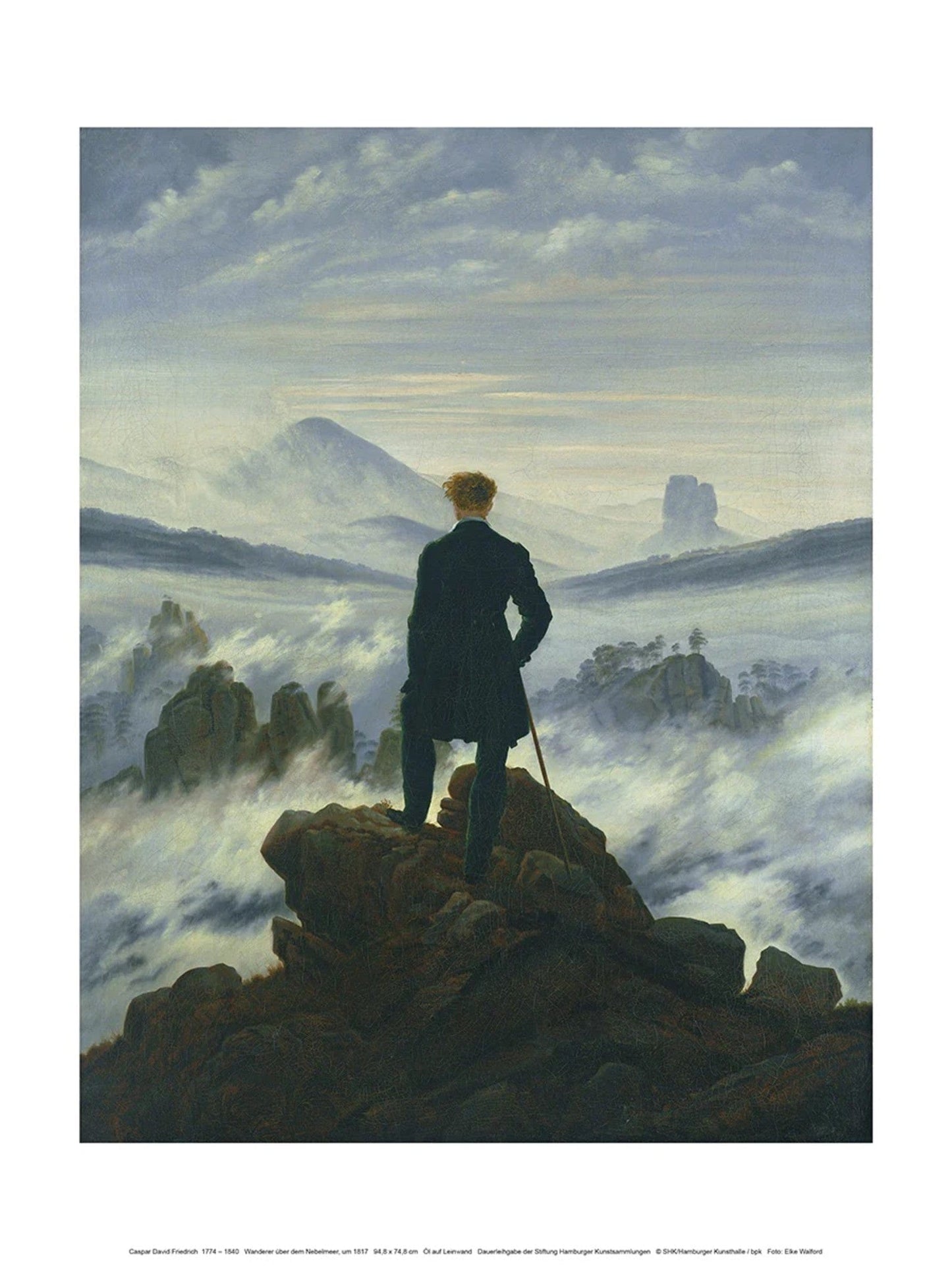 Kunstdruk Caspar David Friedrich Der Wanderer im Nebelmeer 30x40cm CDF 100 PGM | Posters.nl