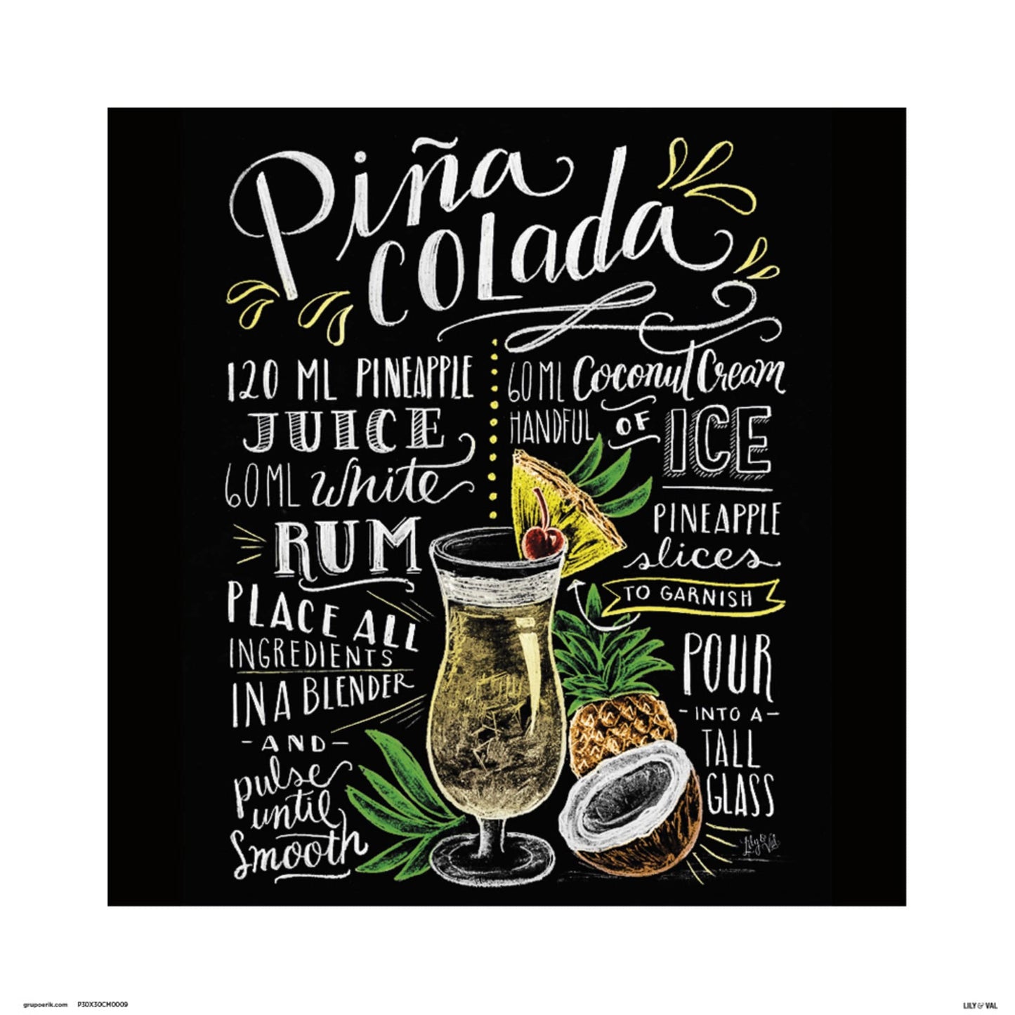 Grupo Erik Lily And Val Pina Colada Kunstdruk 30X30cm | Posters.nl