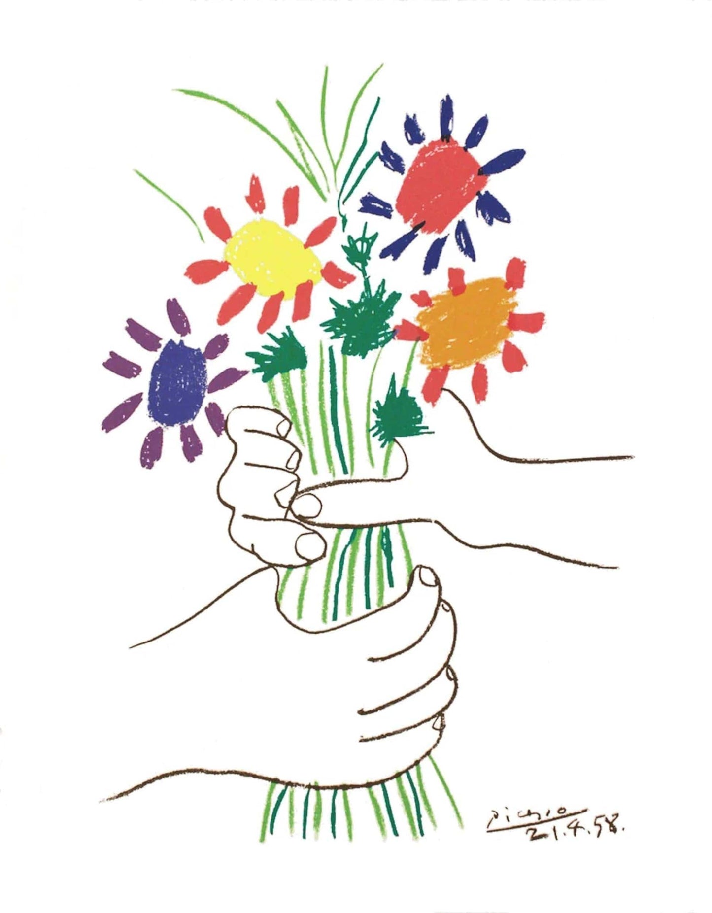 PGM PP 820 Pablo Picasso Bouquet Kunstdruk 60x80cm | Posters.nl