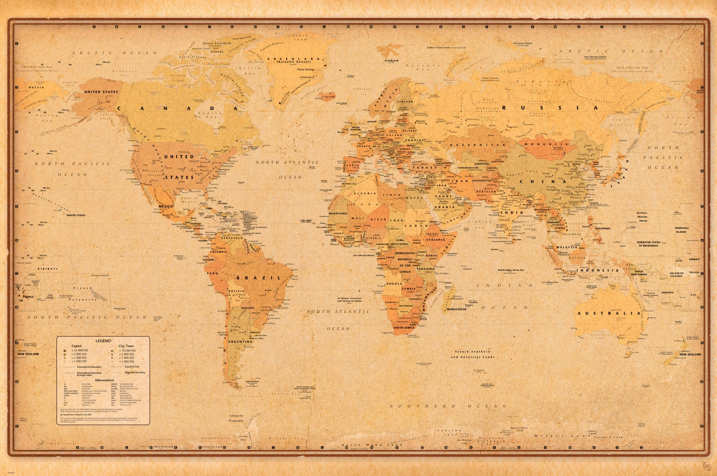 Poster Harper Collins Antique World Map 21 91 5x61cm Abystyle GBYDCO485 | Posters.nl