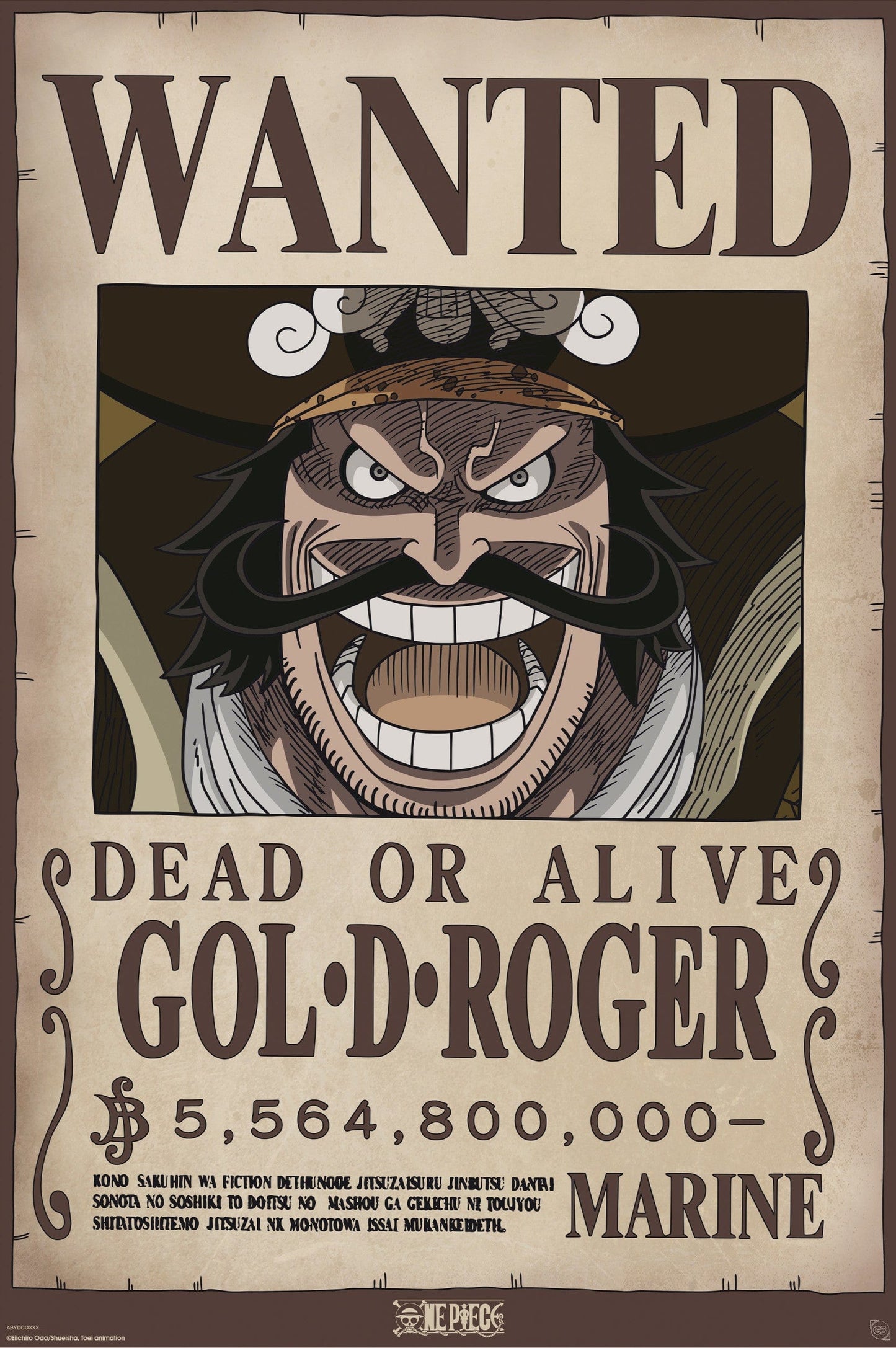 Poster One Piece Wanted Gol D Roger 61x91 5cm Abystyle GBYDCO595 | Posters.nl