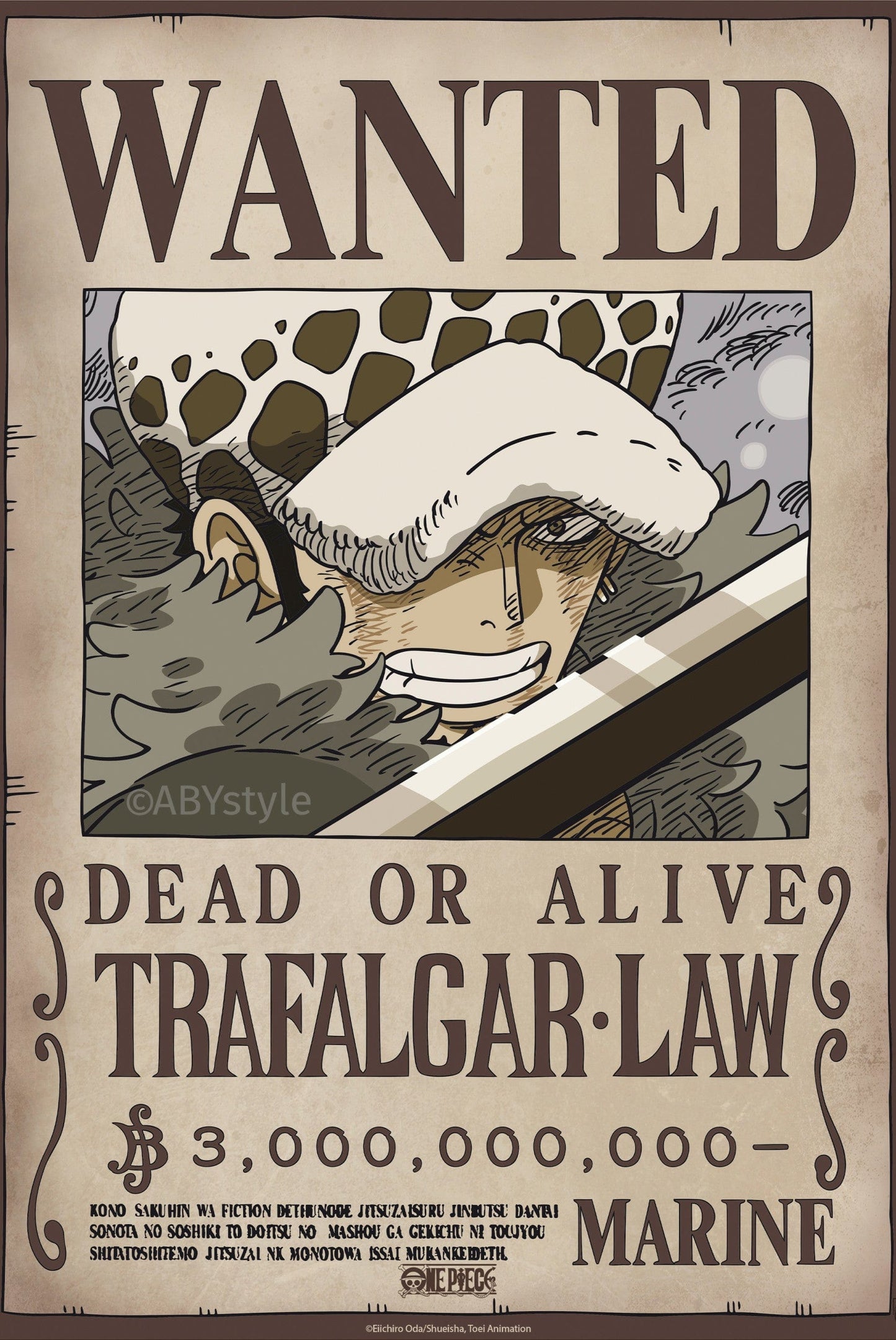 Poster One Piece Wanted Law Wano 38x52cm Abystyle GBYDCO626 | Posters.nl