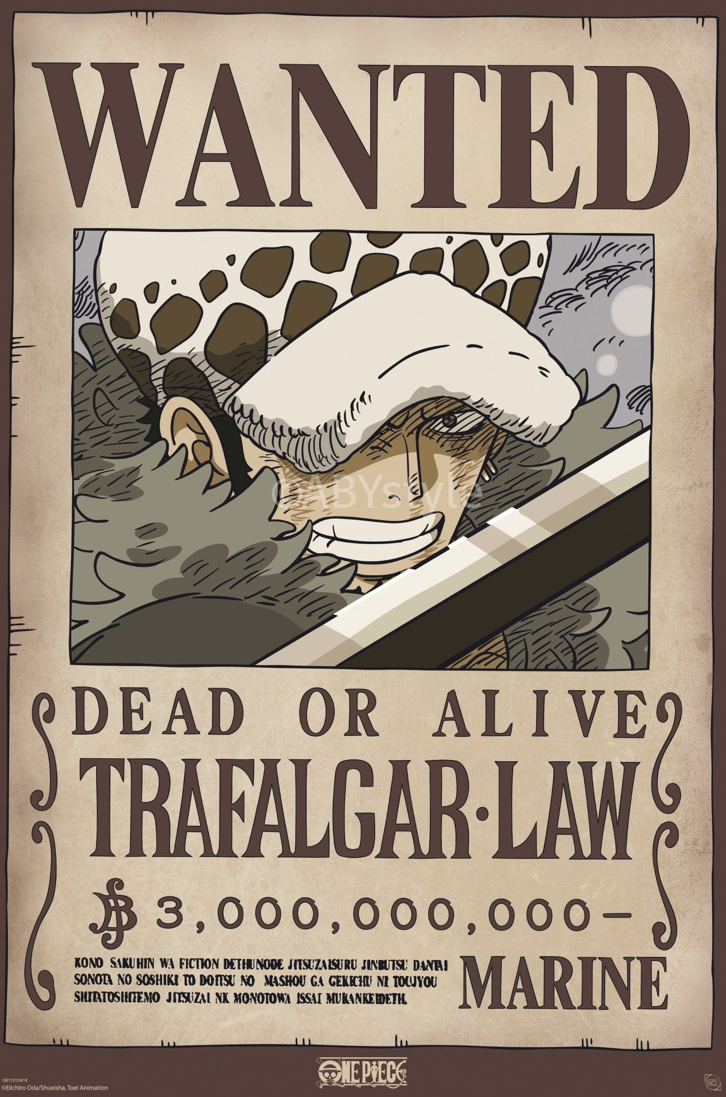 Poster One Piece Wanted Law Wano 61x91 5cm Abystyle GBYDCO618 | Posters.nl