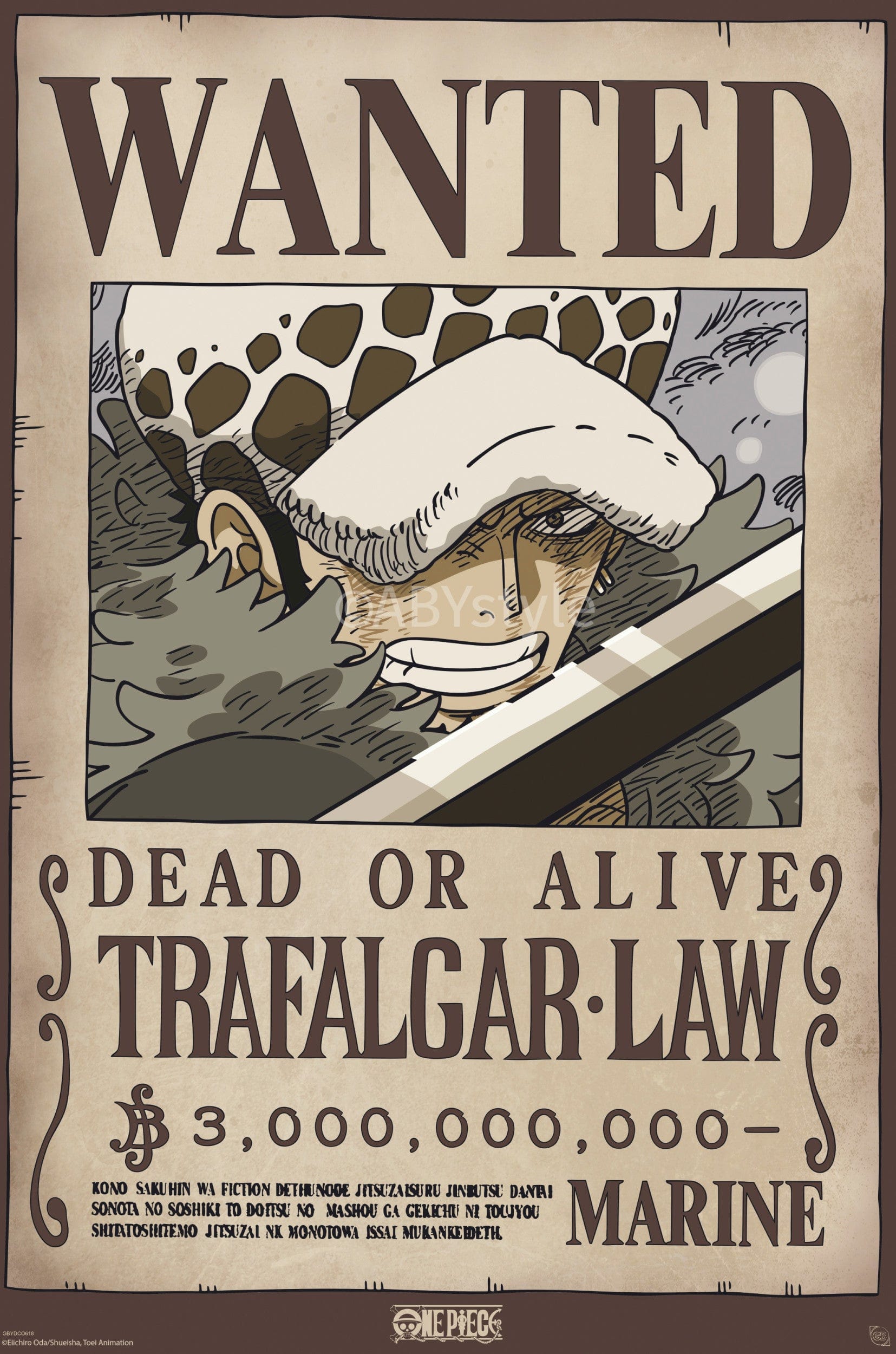 Poster One Piece Wanted Law Wano 61x91 5cm Abystyle GBYDCO618 | Posters.nl