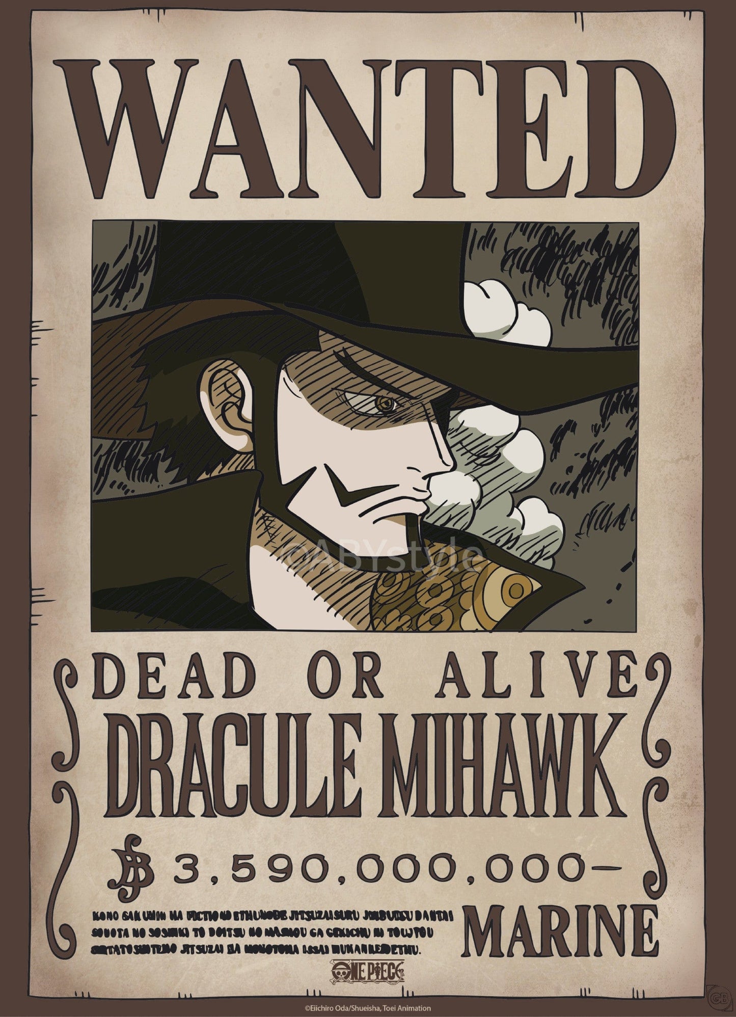 Poster One Piece Wanted Mihawk Wano 38x52cm GBYDCO627 | Posters.nl