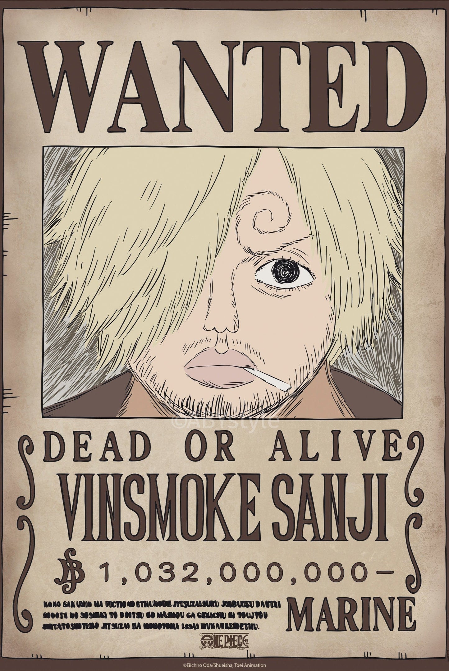 Poster One Piece Wanted Sanji Wano 38x52cm Abystyle GBYDCO625 | Posters.nl