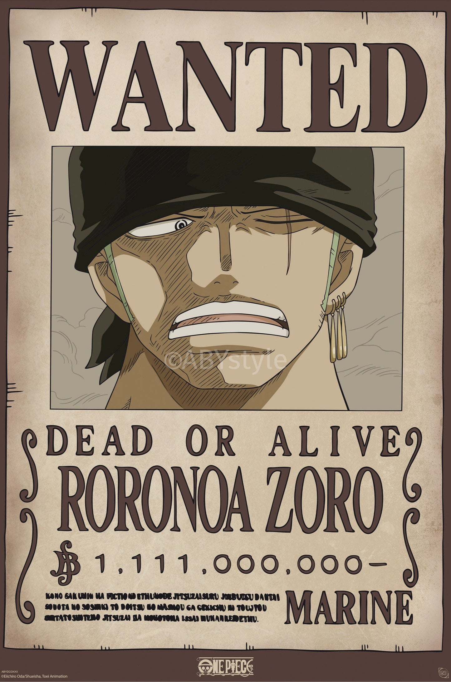 Poster One Piece Wanted Zoro Wano 61x91 5cm Abystyle GBYDCO619 | Posters.nl