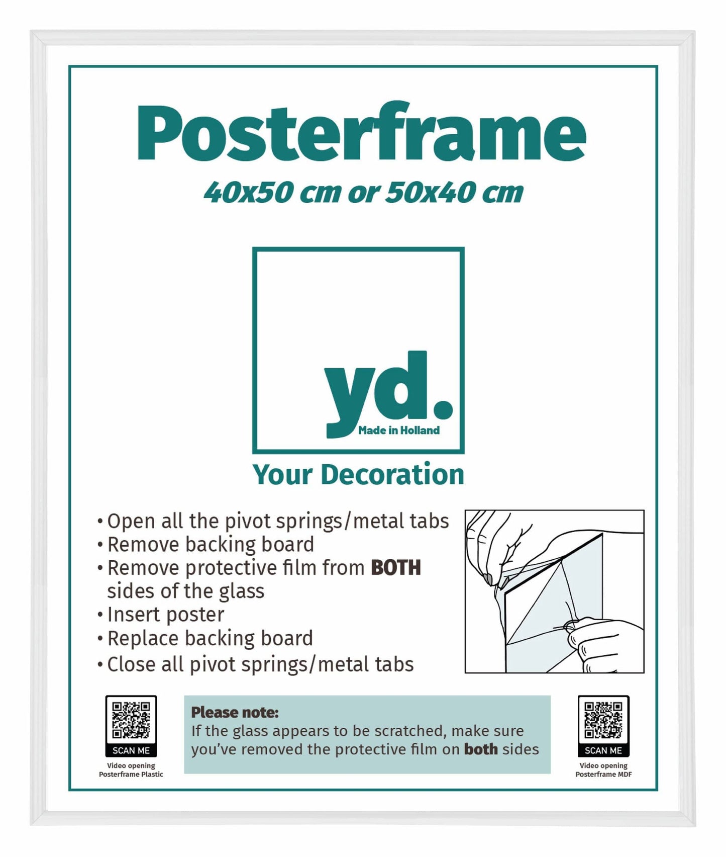 Posterlijst Kunststof Fotolijst 40x50cm Wit Hoogglans Voorzijde Maat | Posters.nl
