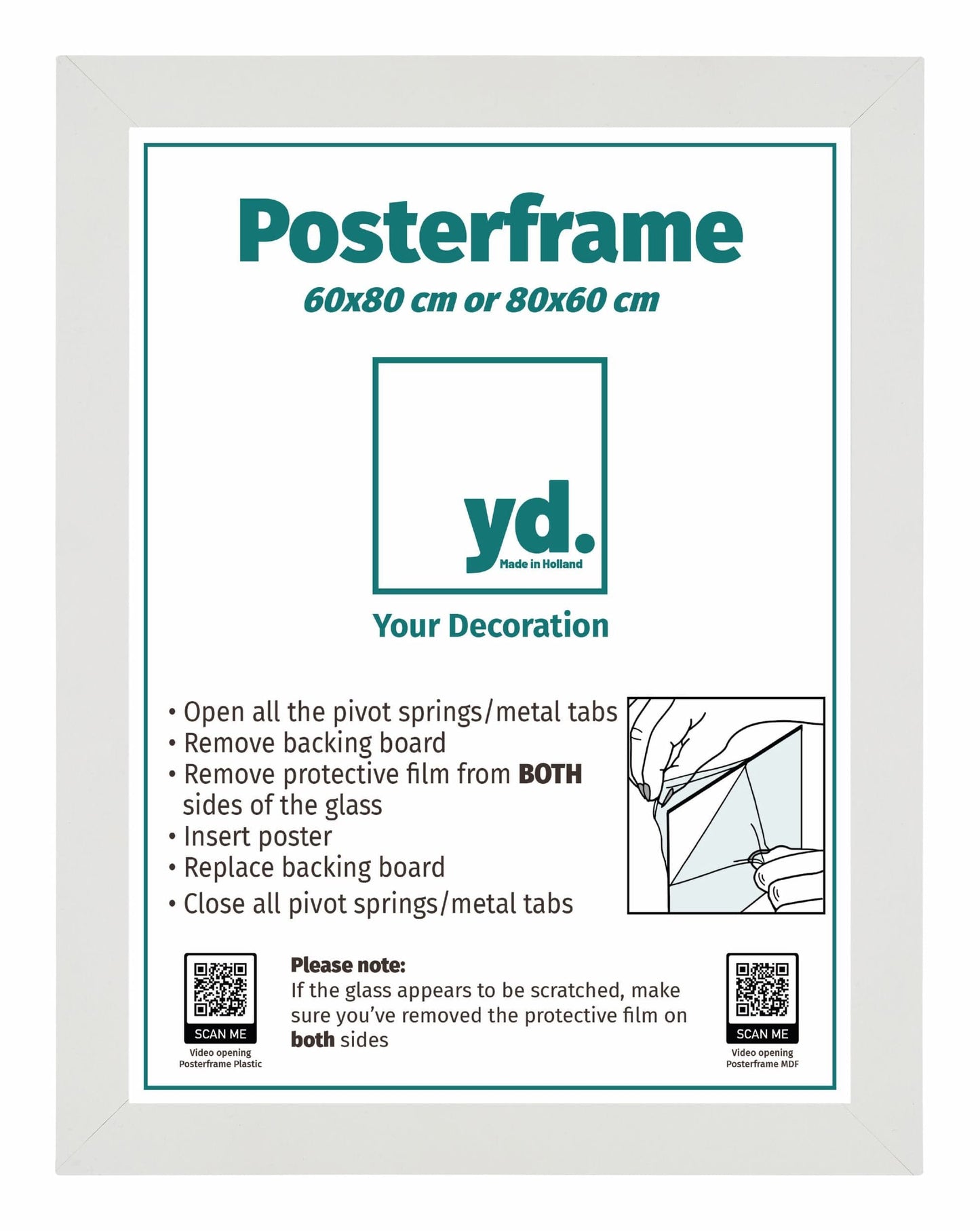 Posterlijst MDF 60x80 Wit Mat Voorzijde Maat | Posters.nl