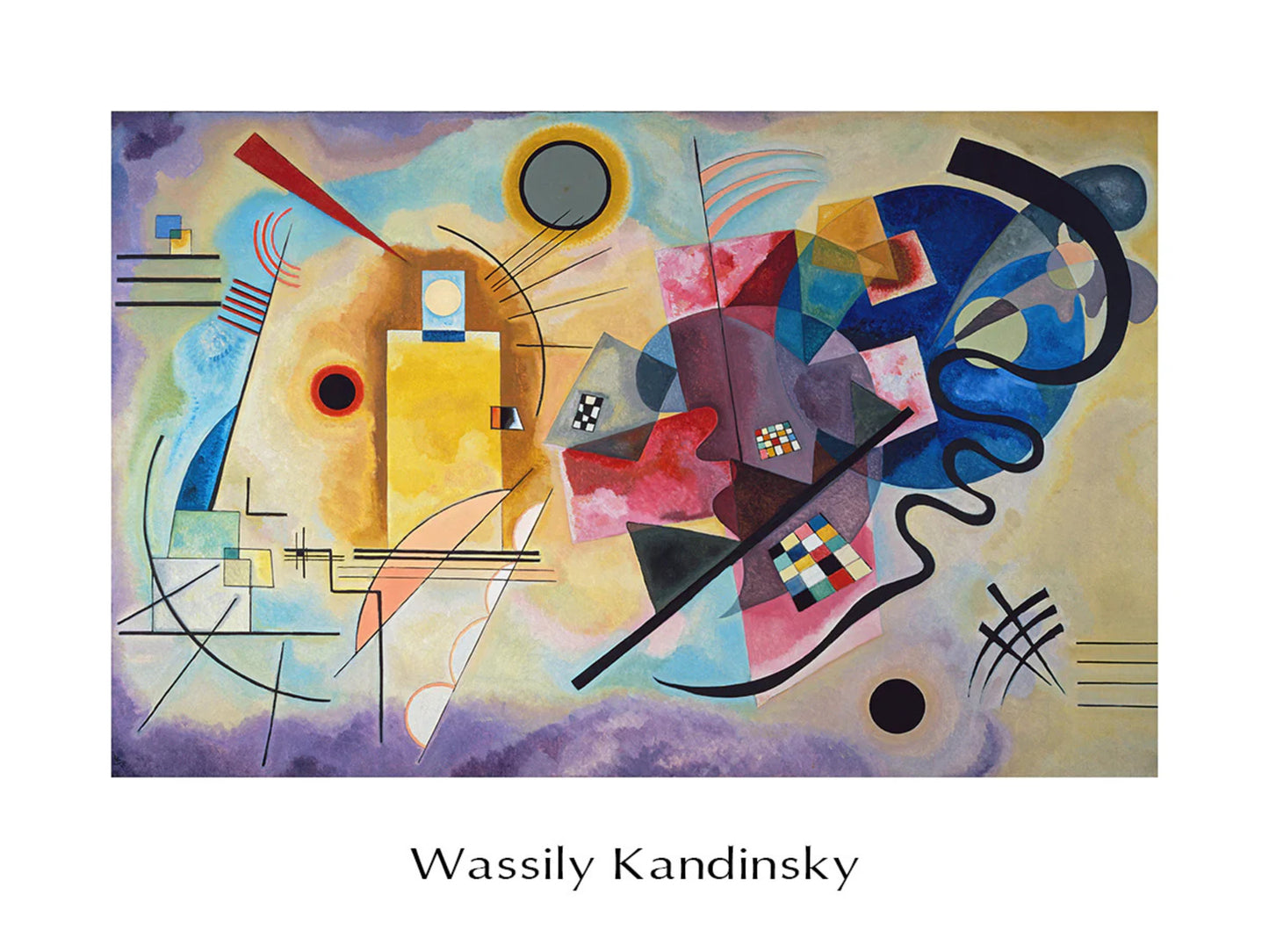 Kunstdruk Wassily Kandinsky - Jaune, Rouge, Bleu 80x60cm