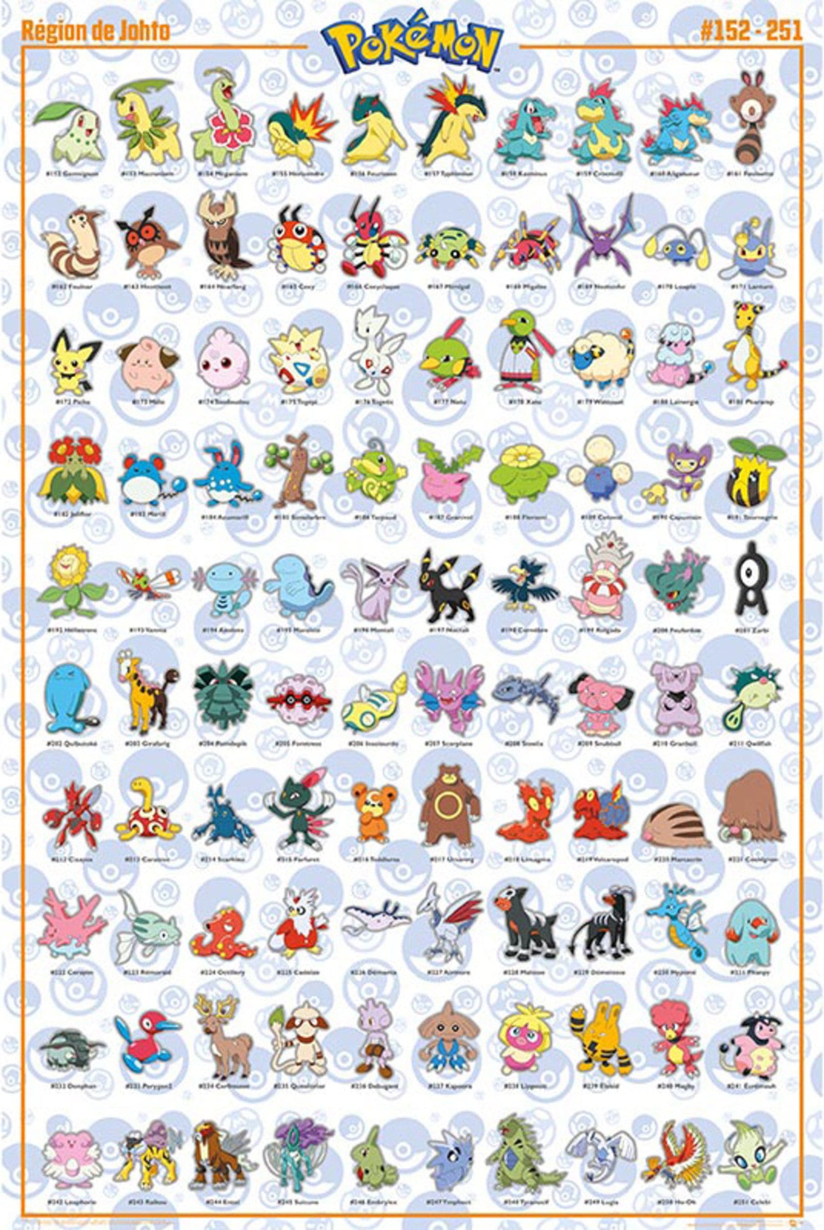 Gbeye FP4975 Pokemon Johto French Characters Poster 61x 91-5cm | Posters.nl