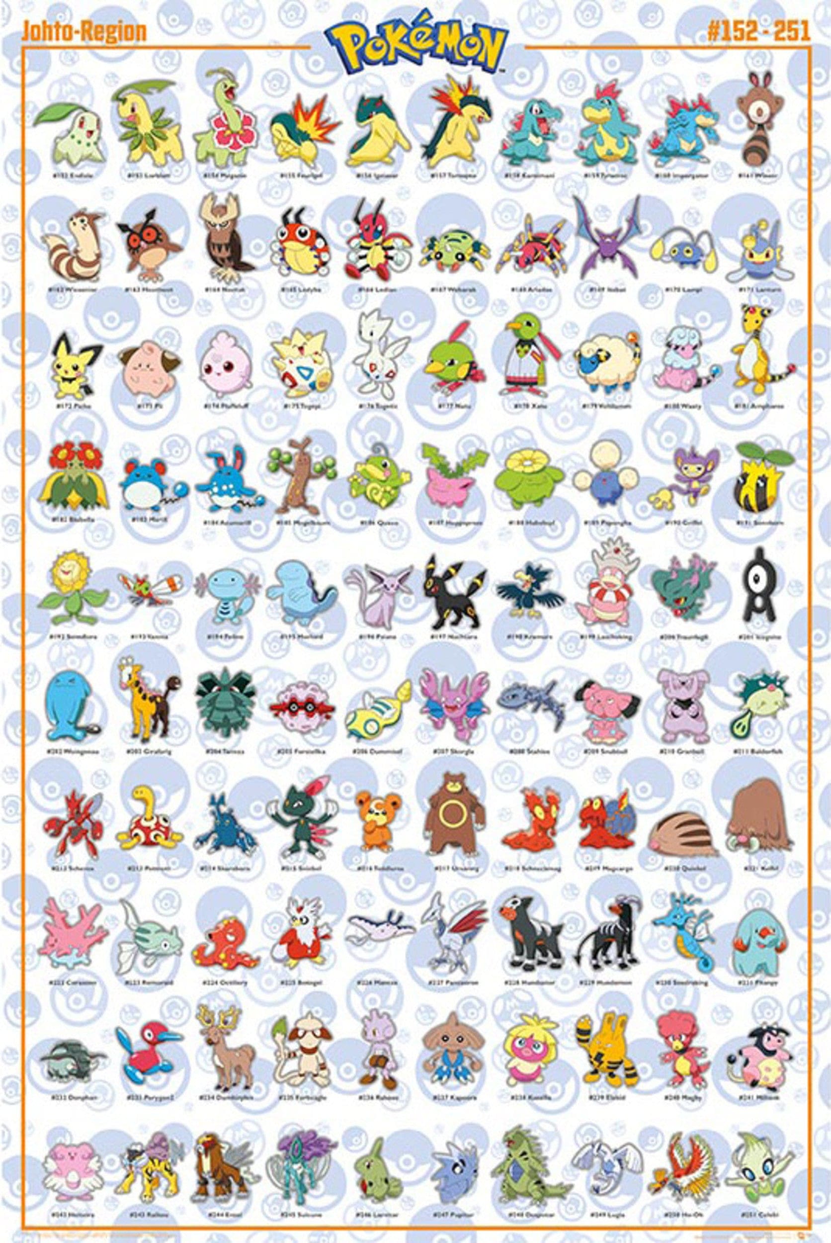 Gbeye FP4976 Pokemon Johto German Characters Poster 61x 91-5cm | Posters.nl