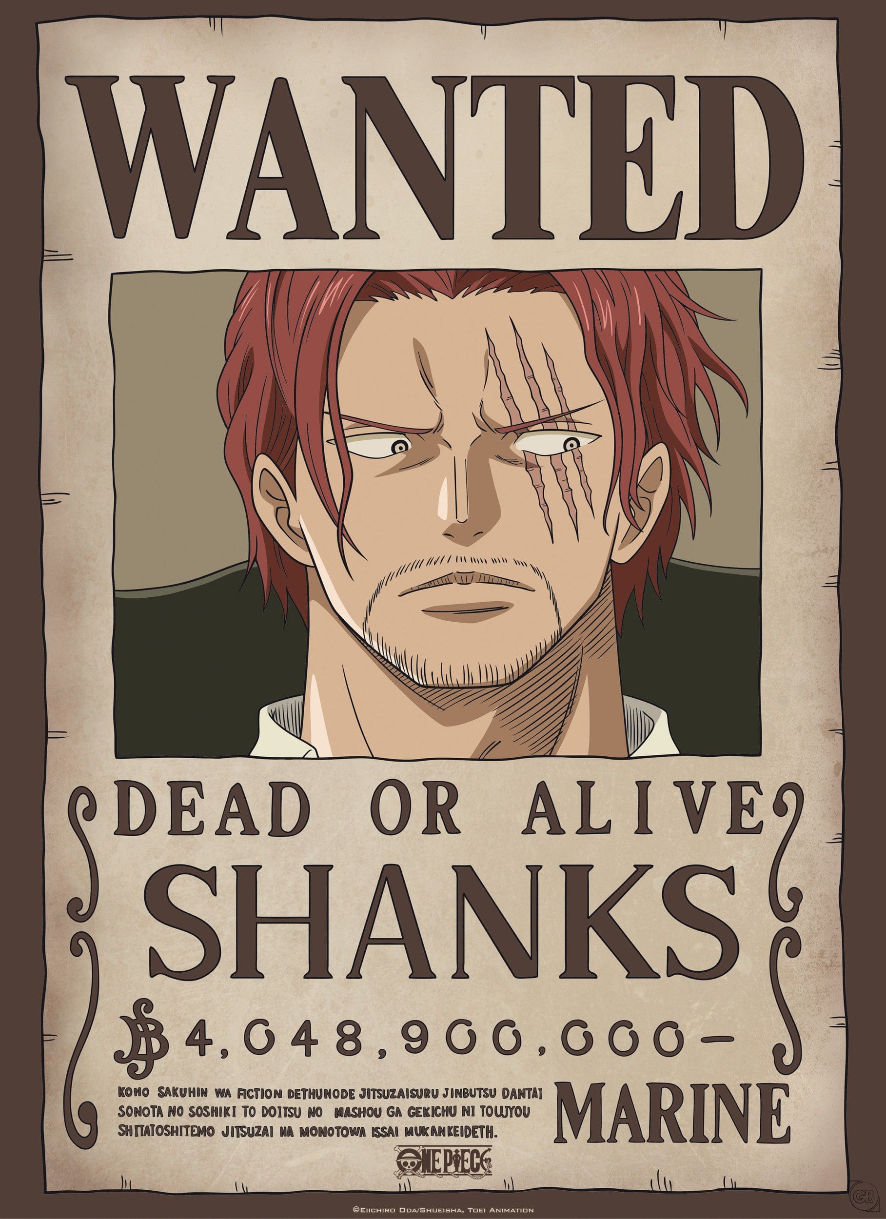 Gbeye Gbydco261 One Piece Wanted Shanks Poster 38x52cm | Posters.nl