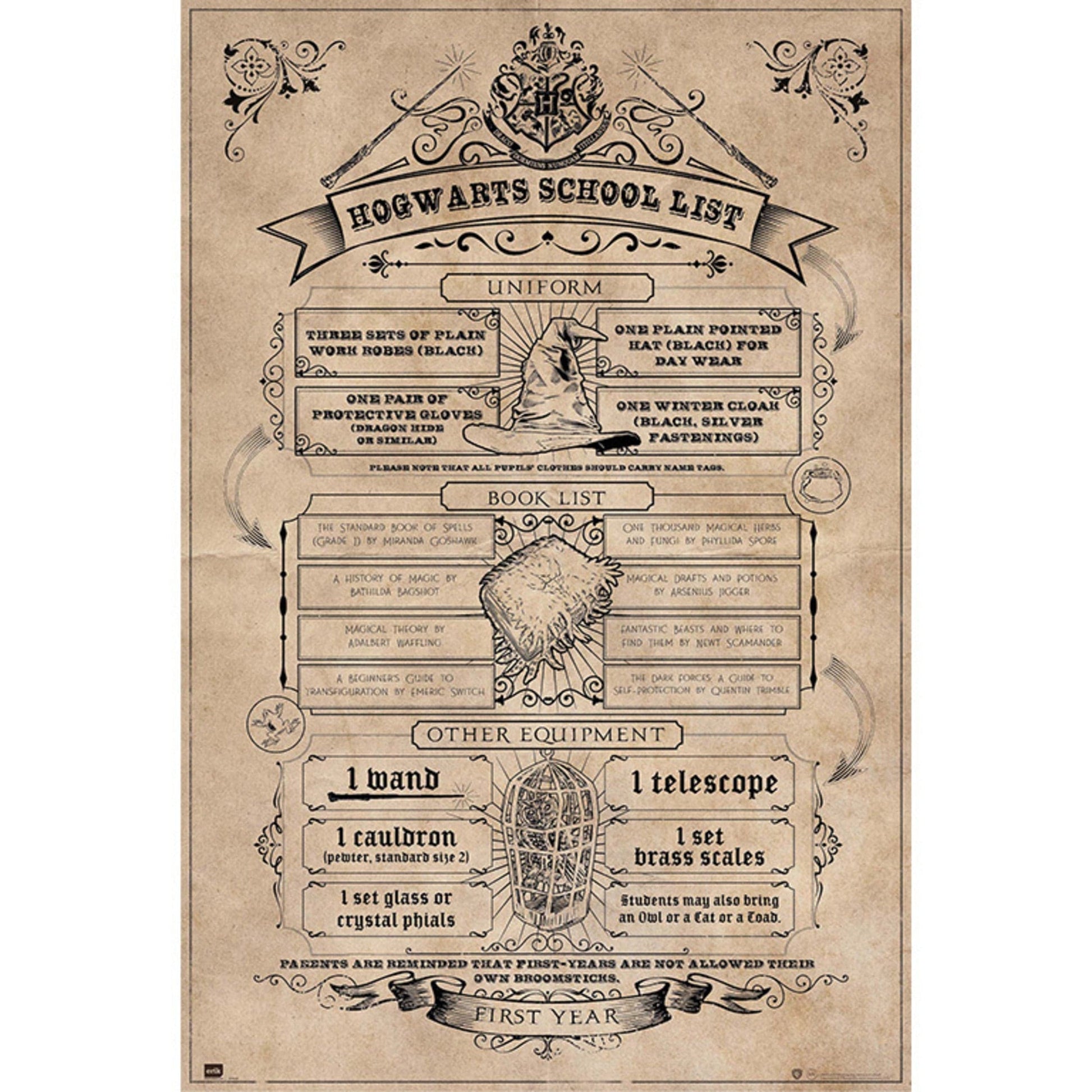 Grupo Erik GPE5158 Harry Potter Hogwarts School List Poster 61X91,5cm | Posters.nl