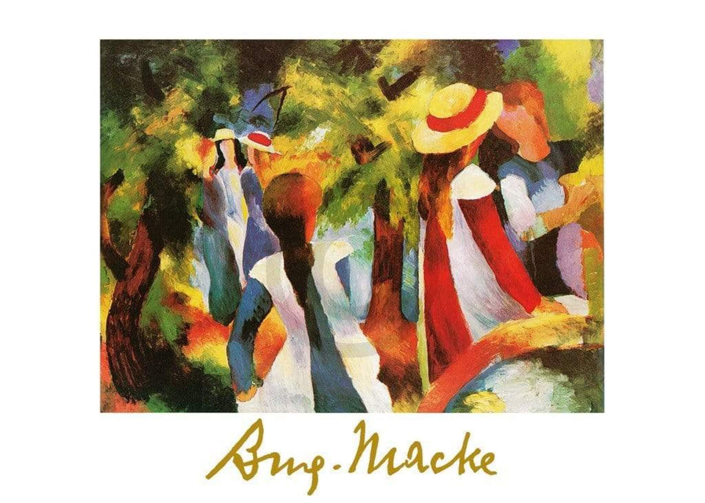 August Macke Ragazze sotto gli alberi Kunstdruk 70x50cm | Posters.nl