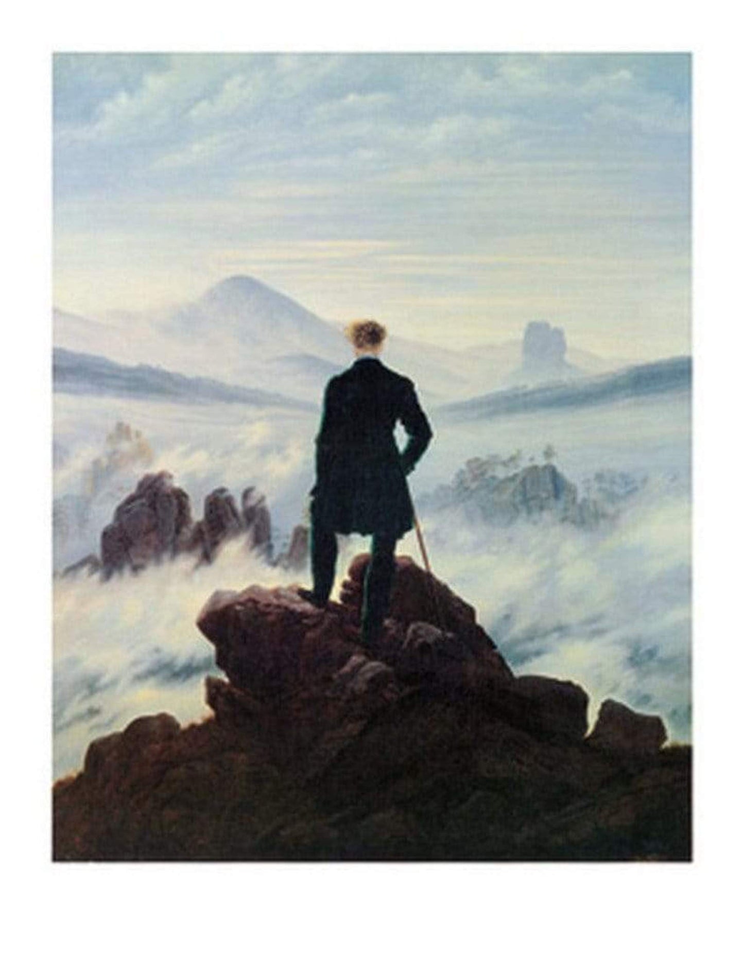 Caspar David Friedrich Der Wanderer im Nebelmeer Kunstdruk 70x90cm | Posters.nl