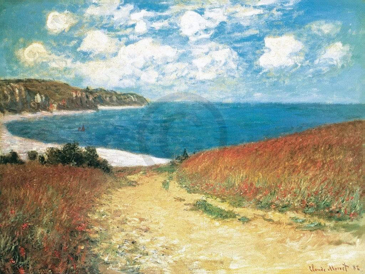 Claude Monet Meadow Road to Pourville 1882 Kunstdruk 80x60cm | Posters.nl