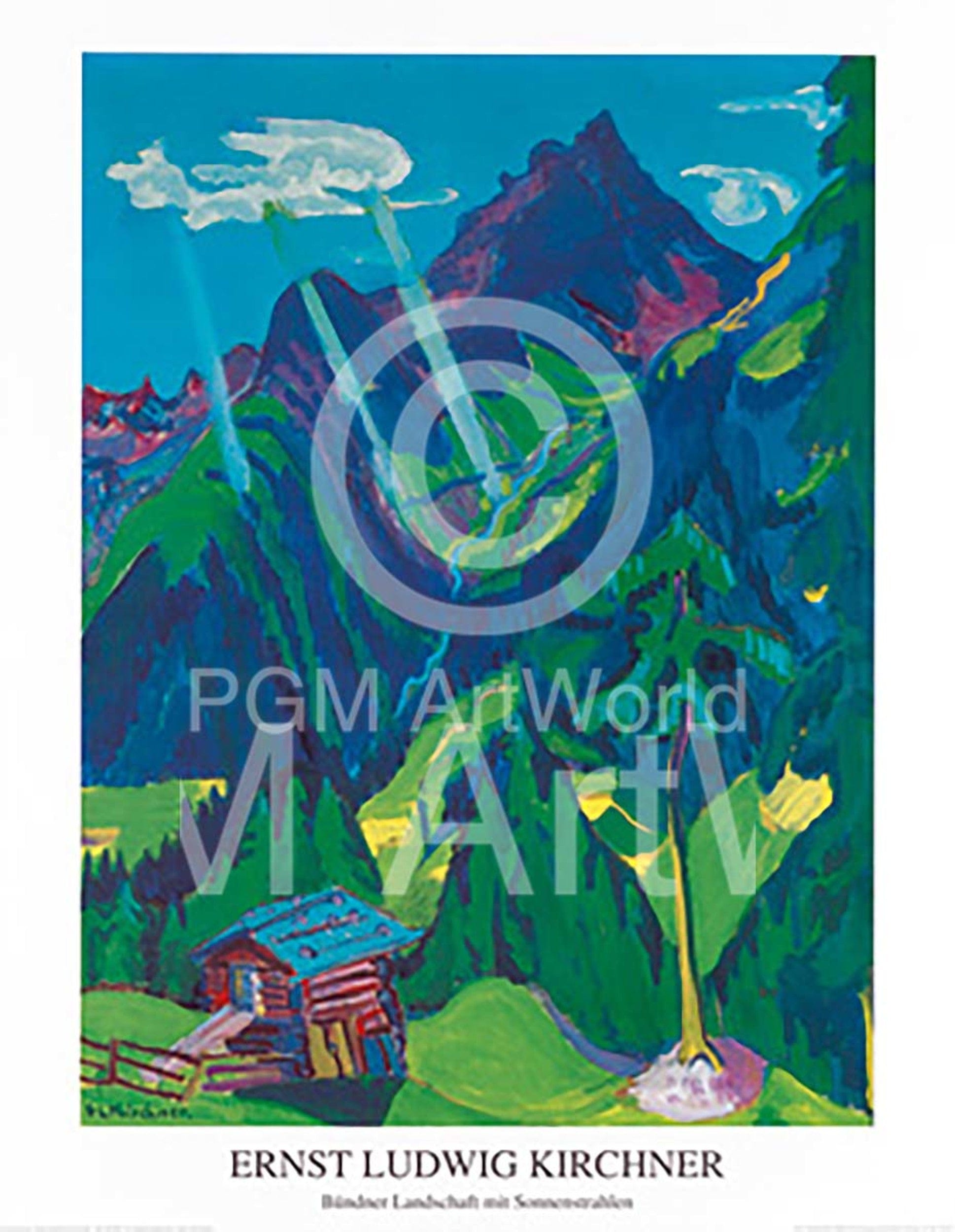 Ernst Ludwig Kirchner  Bündner Landschaft Kunstdruk 70x90cm | Posters.nl