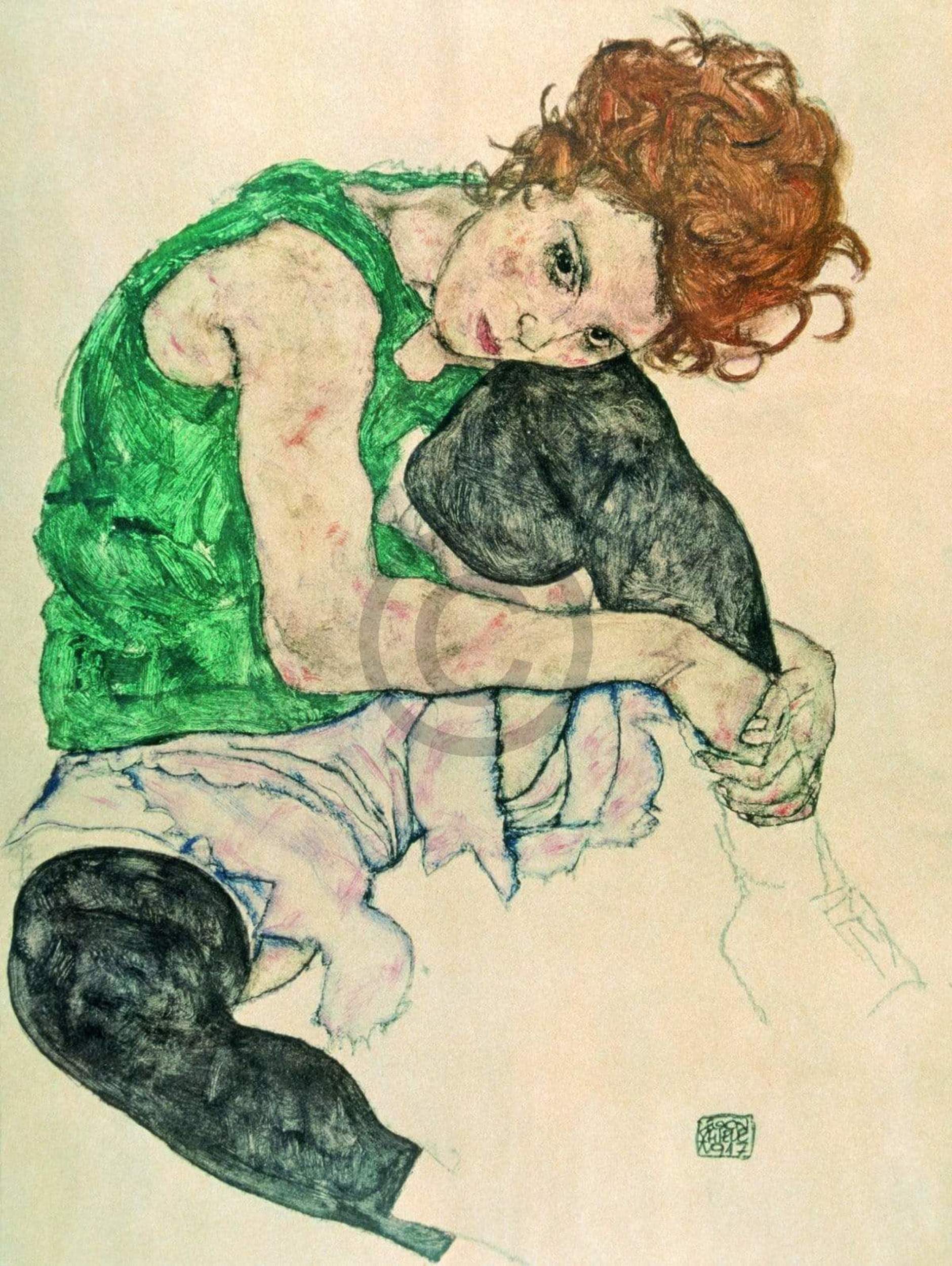 Egon Schiele  Sitzende Frau mit hochgezogenen Kunstdruk 60x80cm | Posters.nl