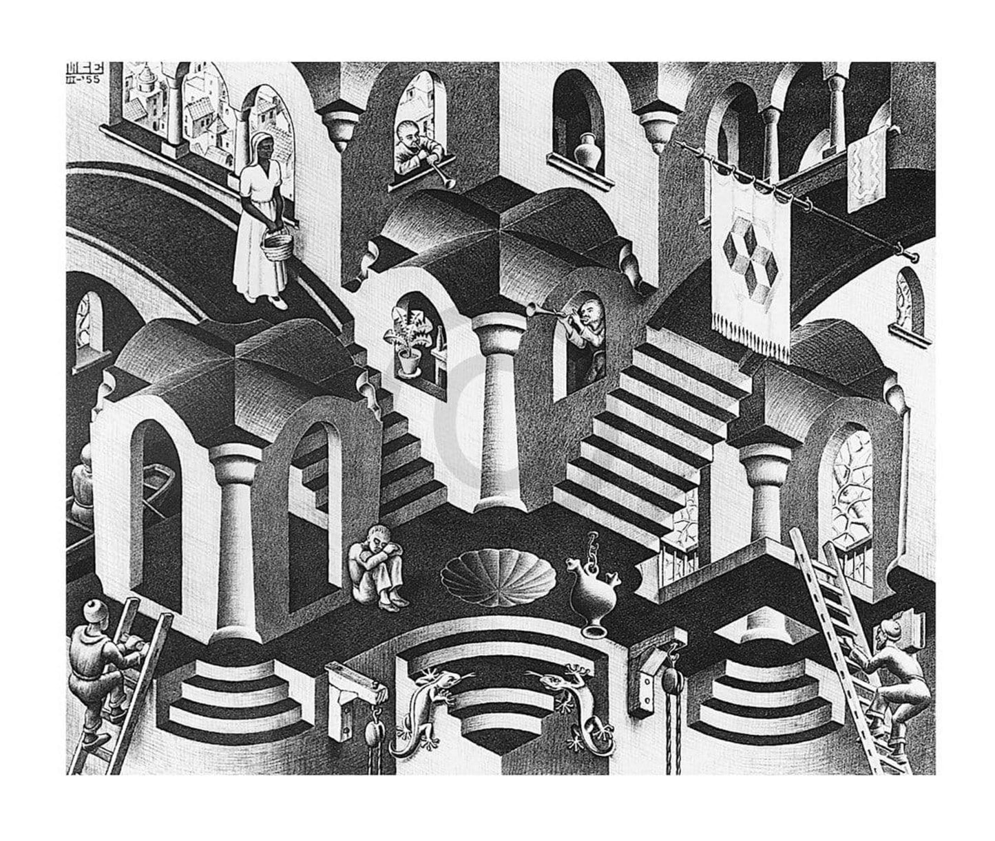 M. C. Escher Konkav und Konvexe Kunstdruk 65x55cm | Posters.nl