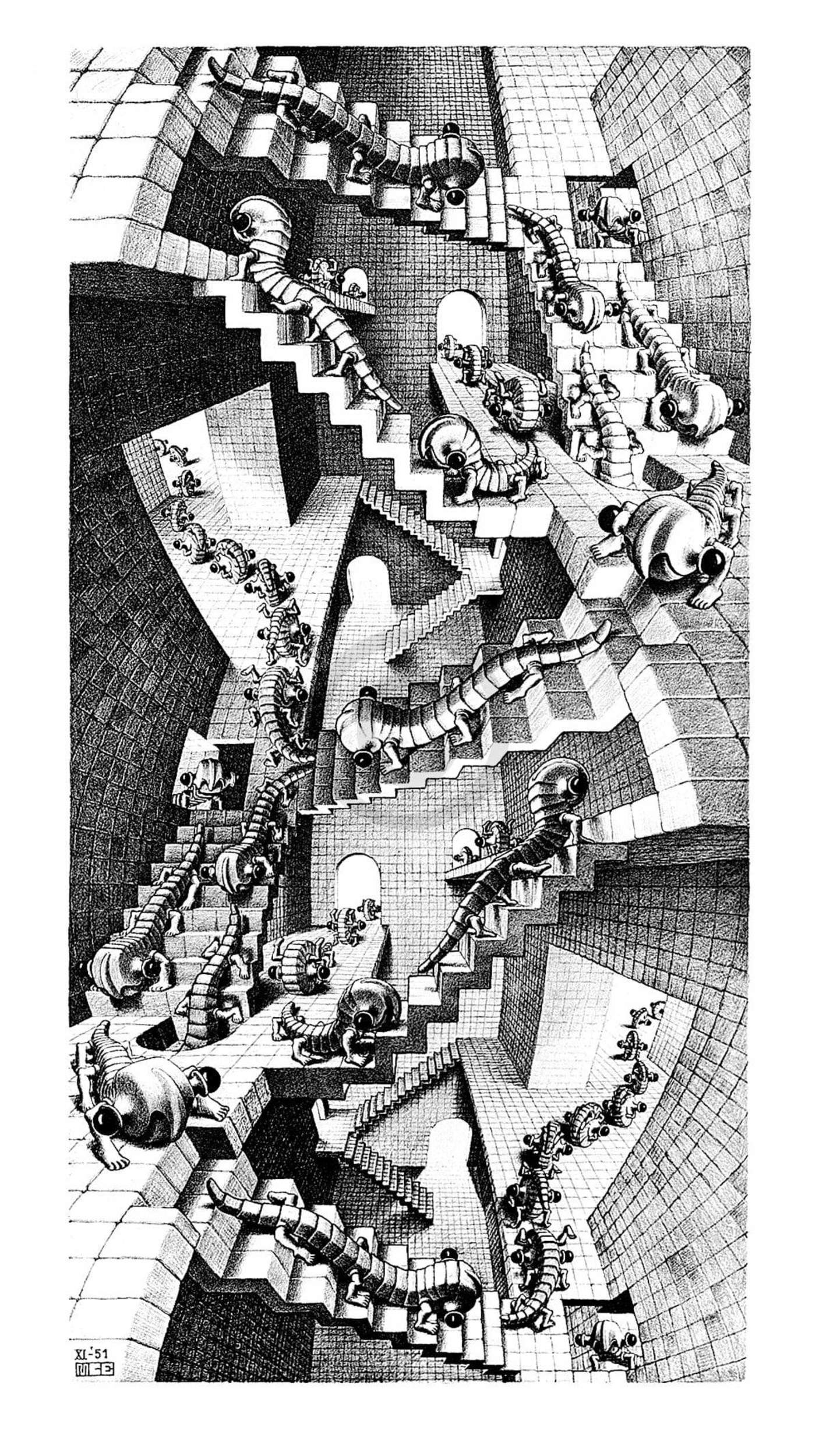 M. C. Escher  Treppenhaus Kunstdruk 45x79cm | Posters.nl