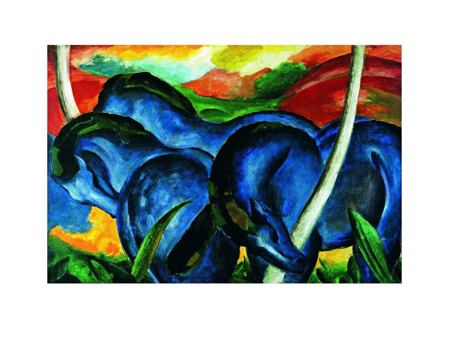 Franz Marc Die großen blauen Pferde Kunstdruk 71x56cm | Posters.nl