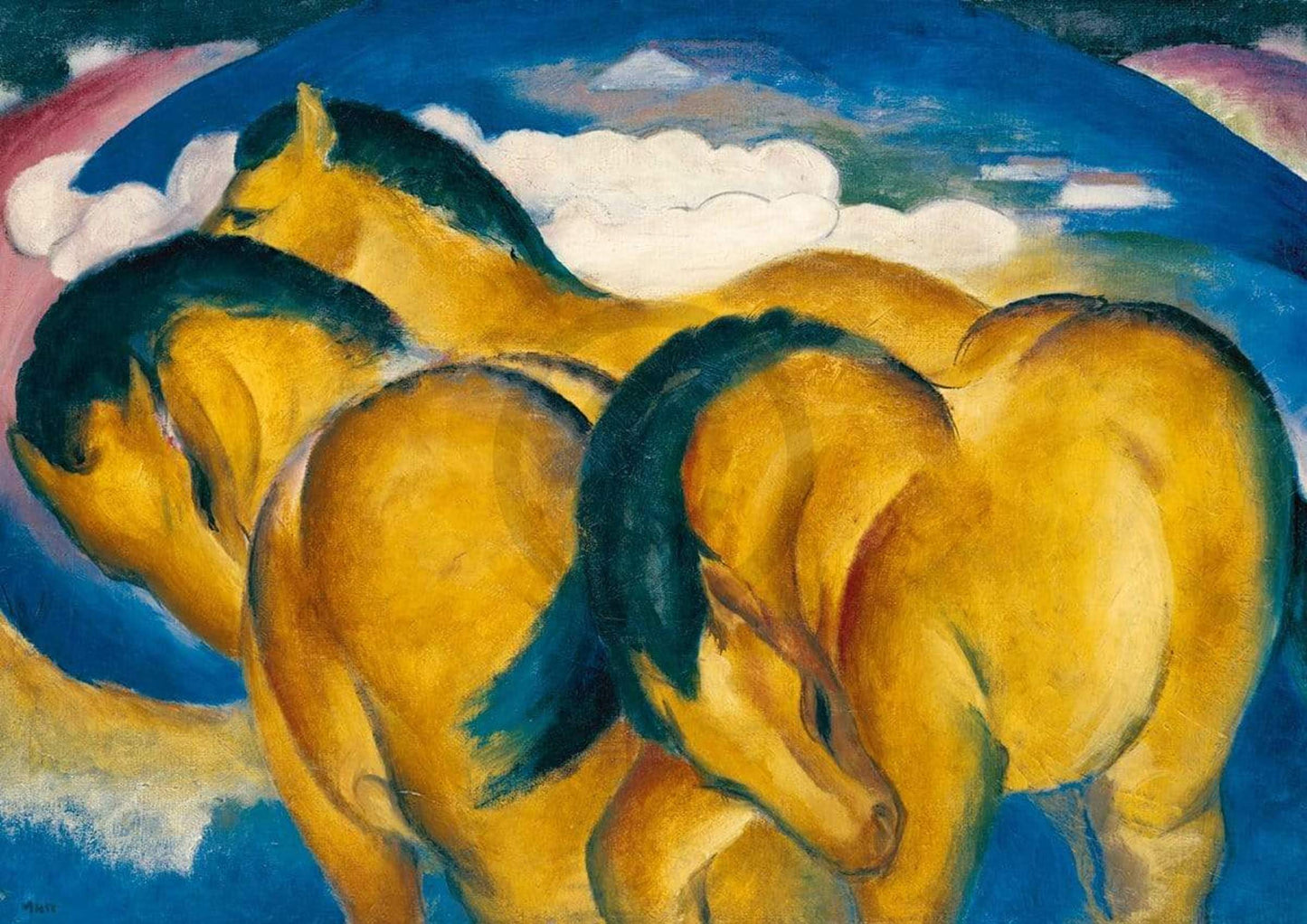 Franz Marc Die kleinen gelben Pferde Kunstdruk 29.7x21cm | Posters.nl