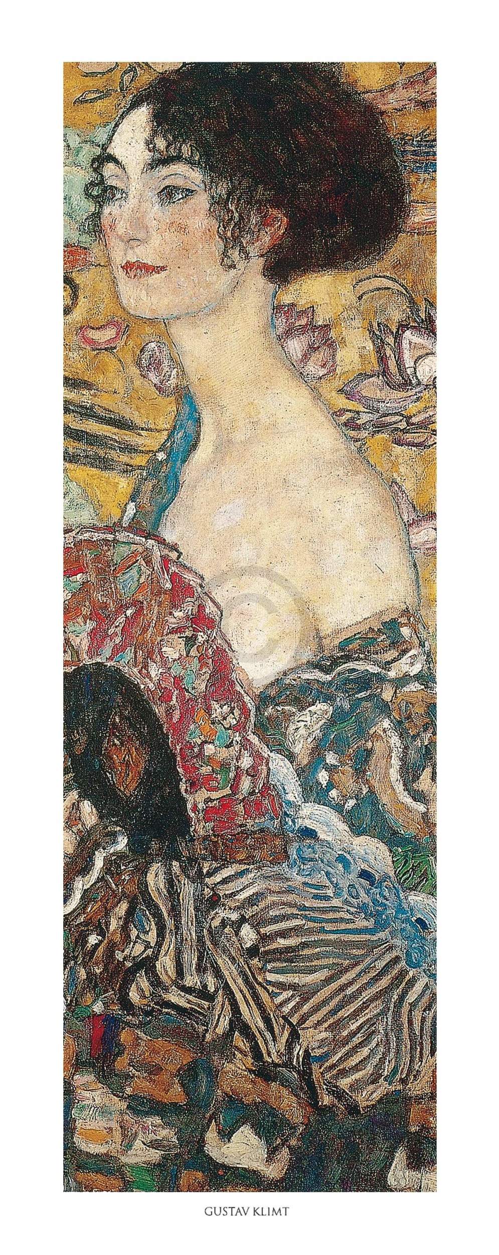 Gustav Klimt Segnora con ventaglio Kunstdruk 20x50cm | Posters.nl