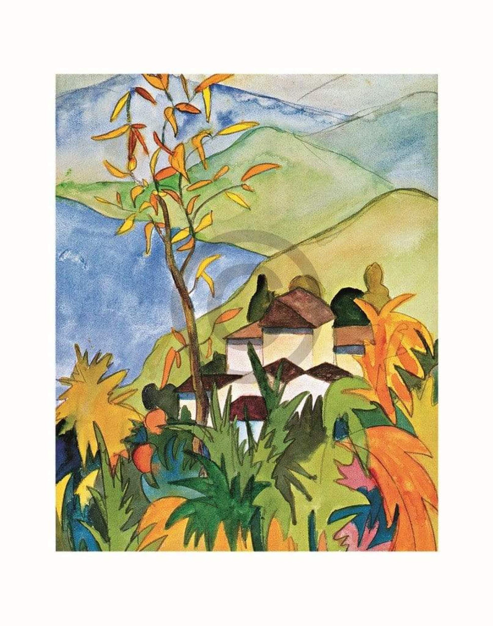 Hermann Hesse  Dorf über dem See Kunstdruk 56x71cm | Posters.nl