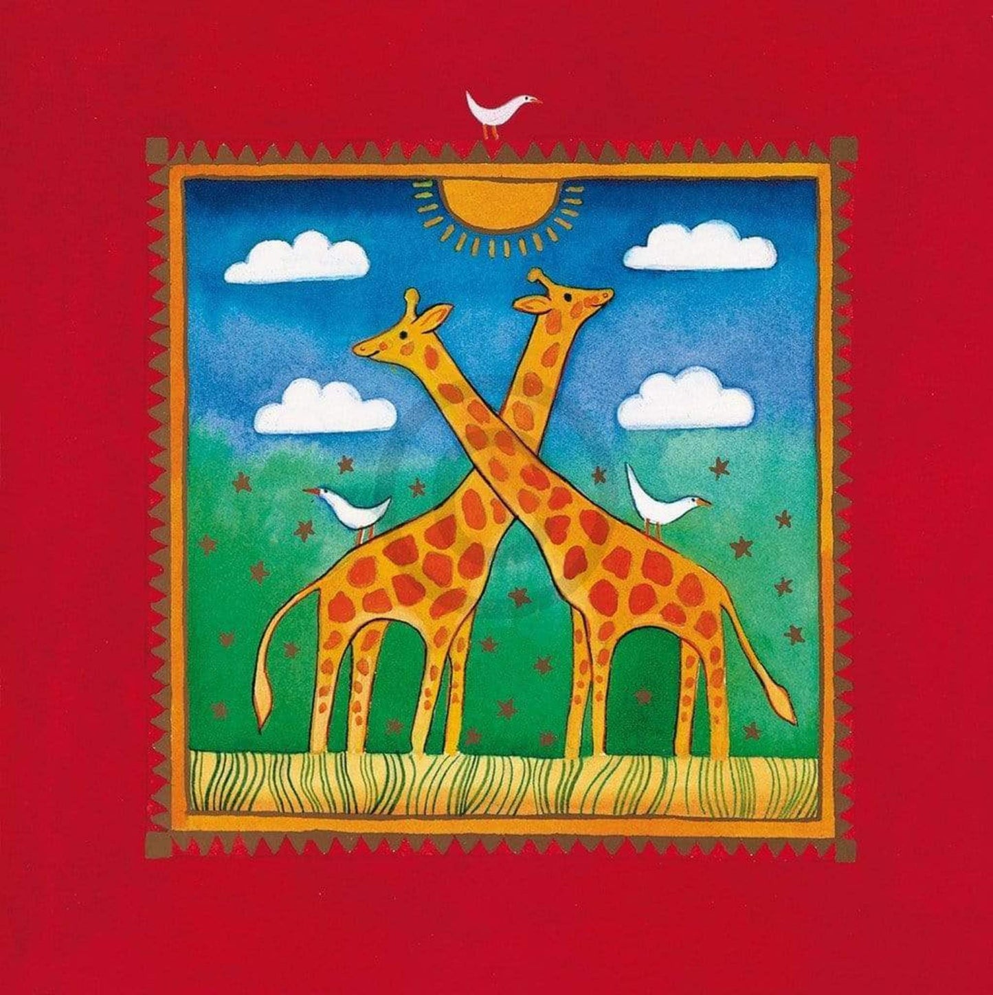 Linda Edwards Two little giraffes Kunstdruk 40x40cm | Posters.nl