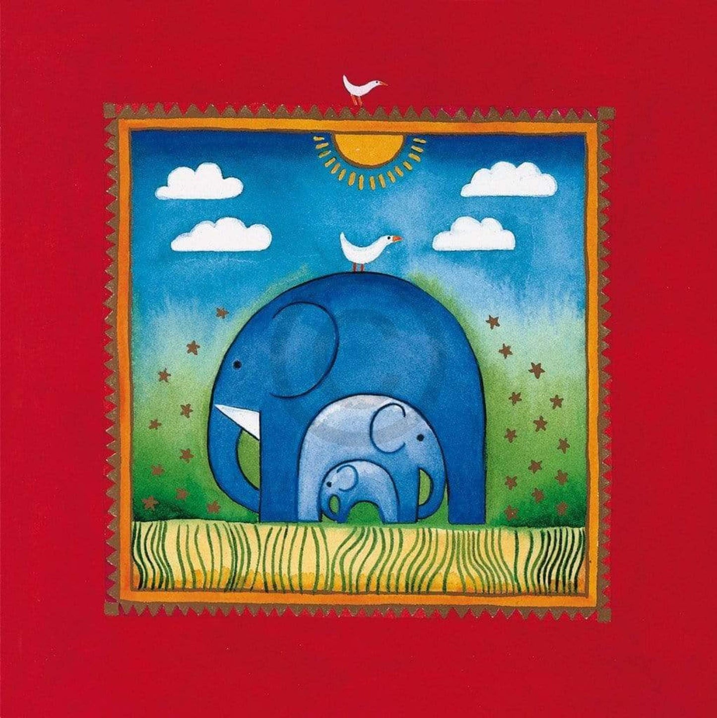 Linda Edwards Three little elephants Kunstdruk 40x40cm | Posters.nl
