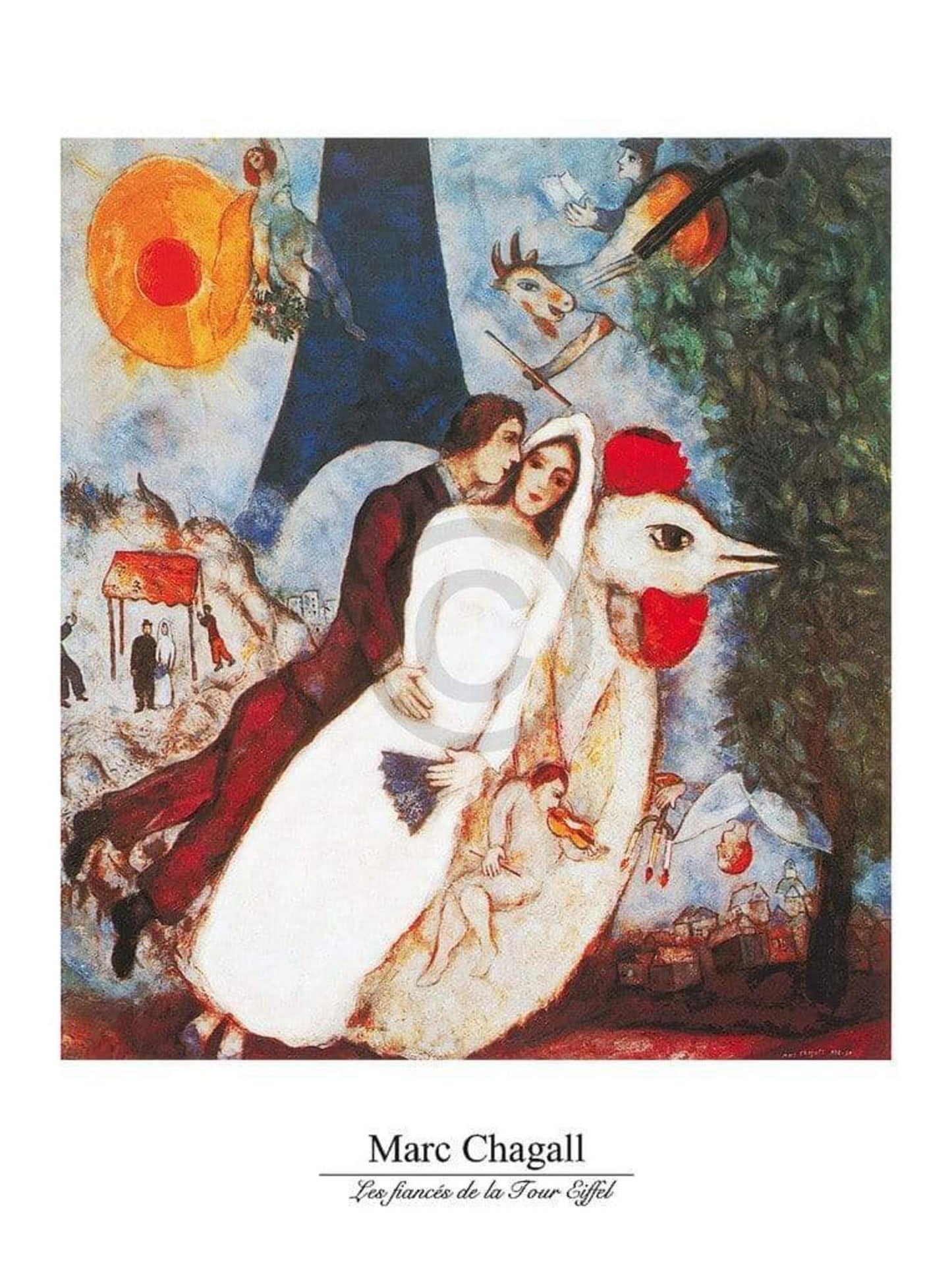 Marc Chagall  Les fiances Kunstdruk 60x80cm | Posters.nl