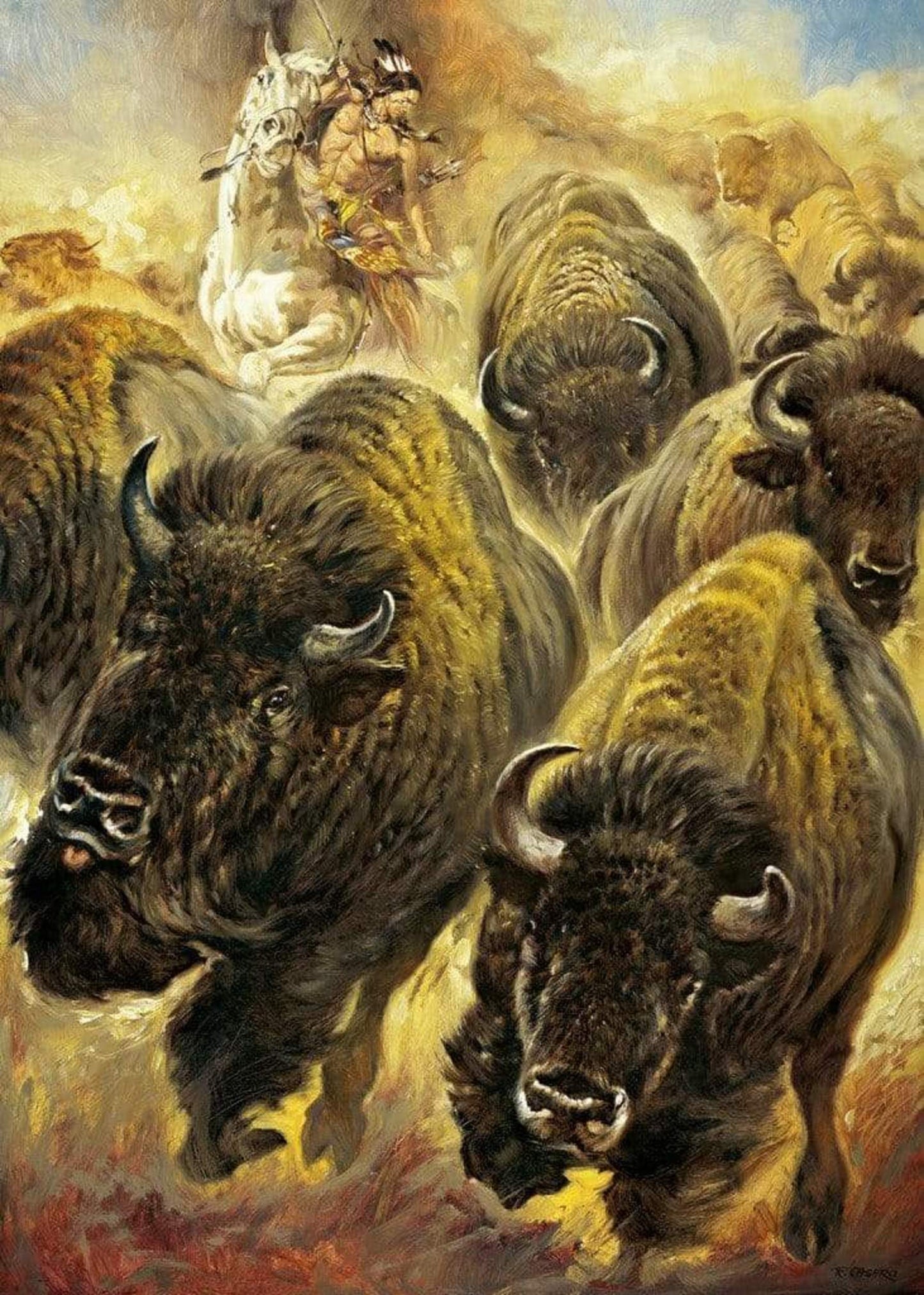 Renato Casaro  Büffeljagd Kunstdruk 50x70cm | Posters.nl