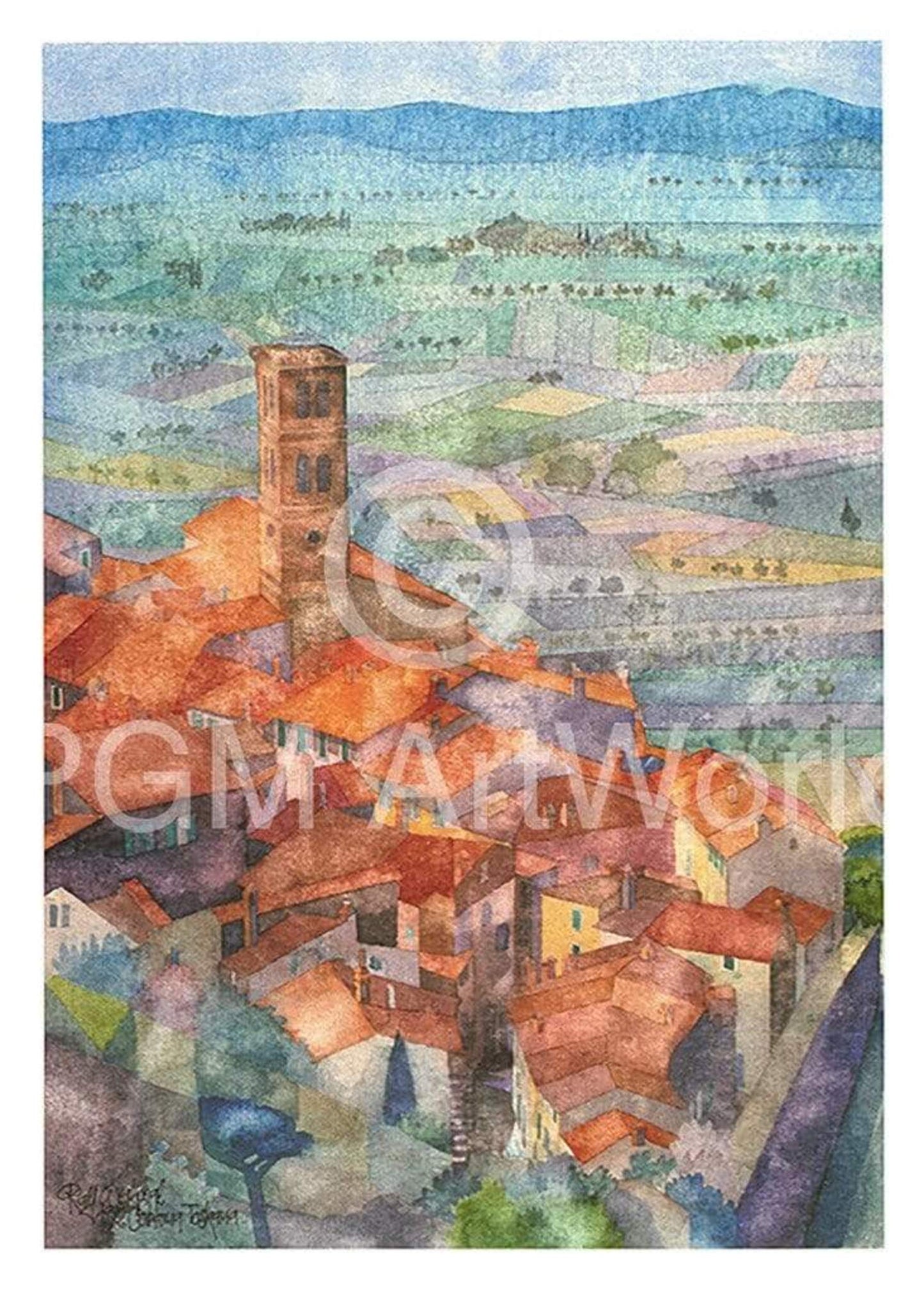 Kunstdruk Ralf Westphal - Cortona, Umbrien 50x70cm