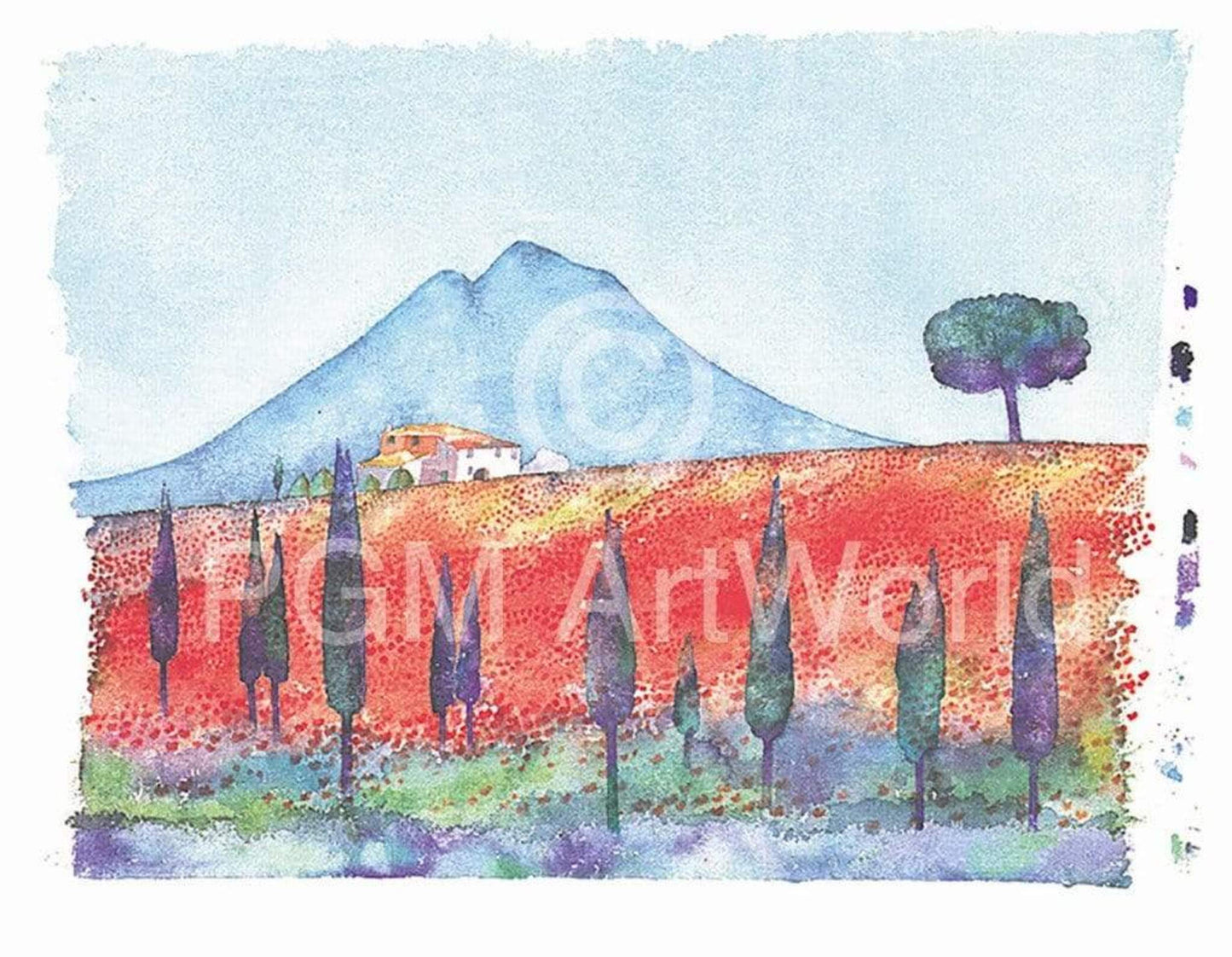 Ralf Westphal Soracte mit Mohnfeld/Latium Kunstdruk 90x70cm | Posters.nl