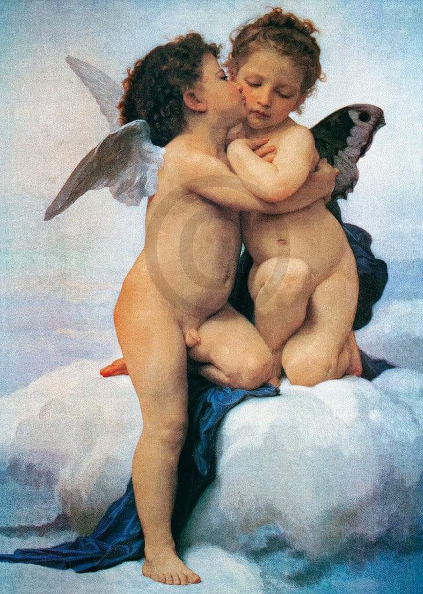 William Bouguereau  First Kiss Kunstdruk 50x70cm | Posters.nl