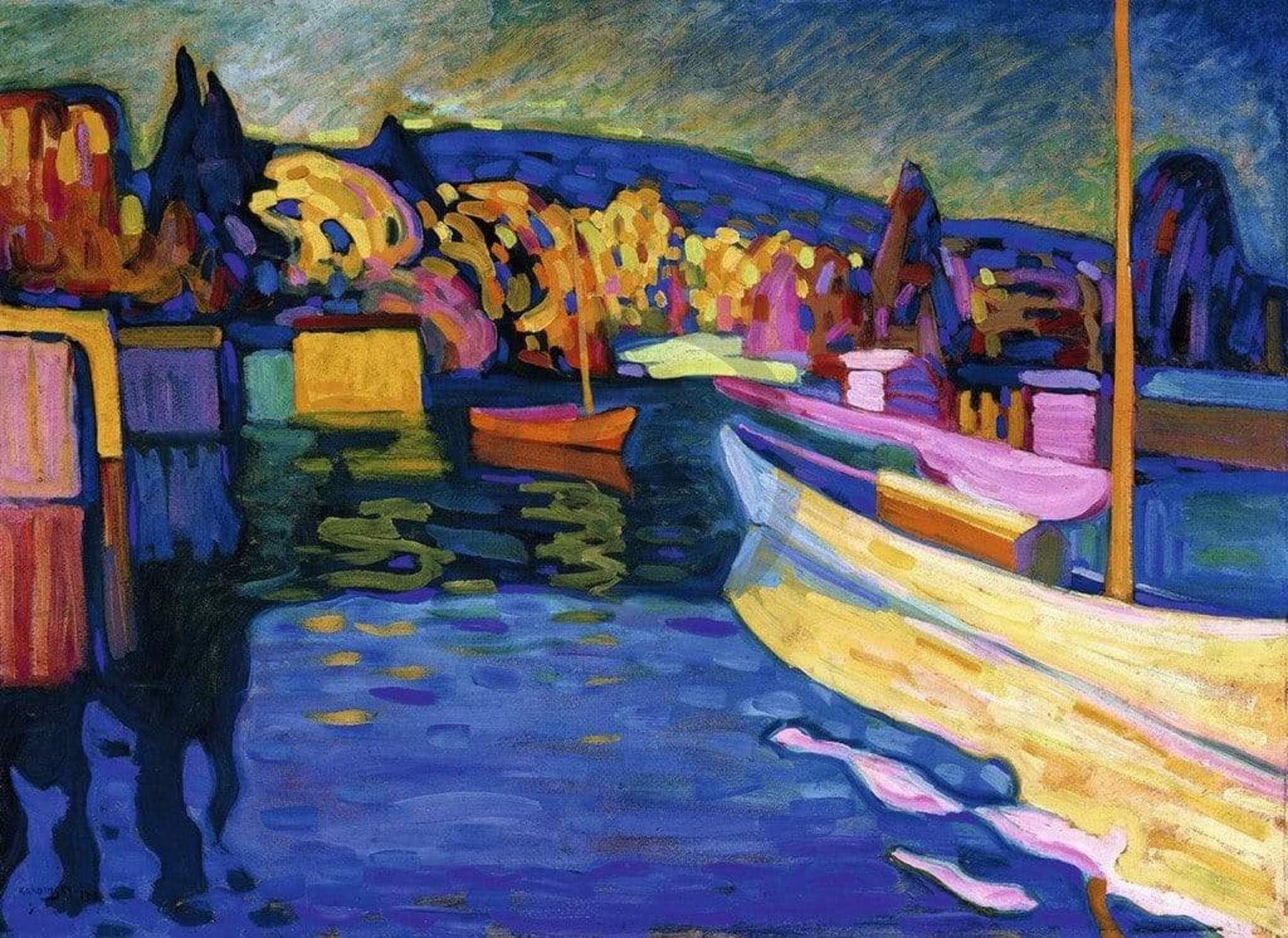 Wassily Kandinsky  Herbstlandschaft mit Booten Kunstdruk 80x60cm | Posters.nl