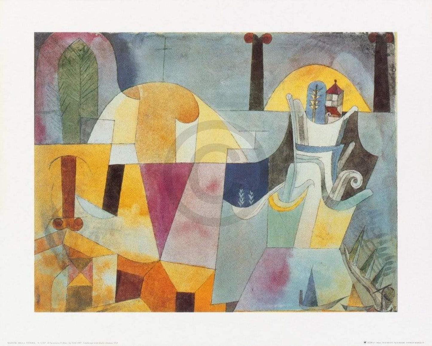 Paul Klee  Landscape with black columns Kunstdruk 50x40cm | Posters.nl