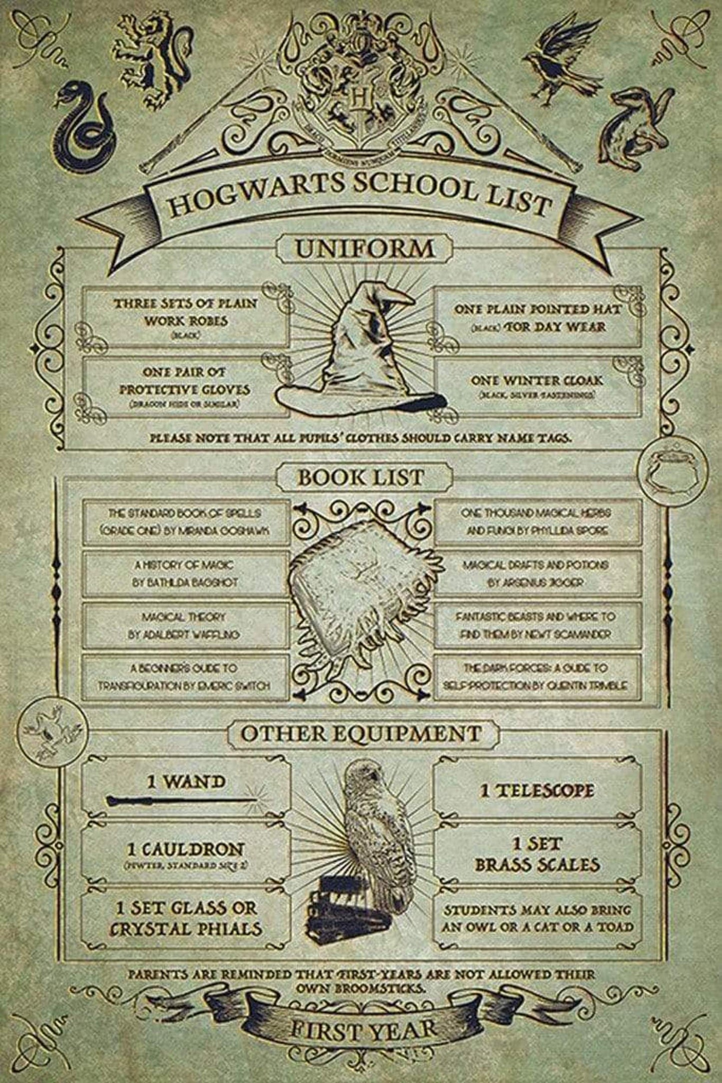 Pyramid Harry Potter Hogwarts School List Poster 61x91,5cm | Posters.nl
