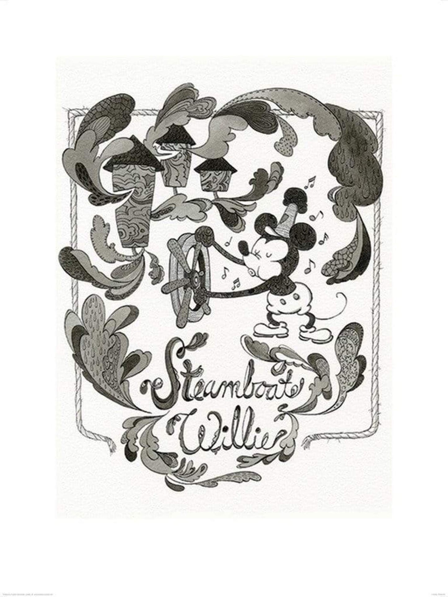 Pyramid Mickey Mouse Steamboat Willie Steam Kunstdruk 60x80cm | Posters.nl