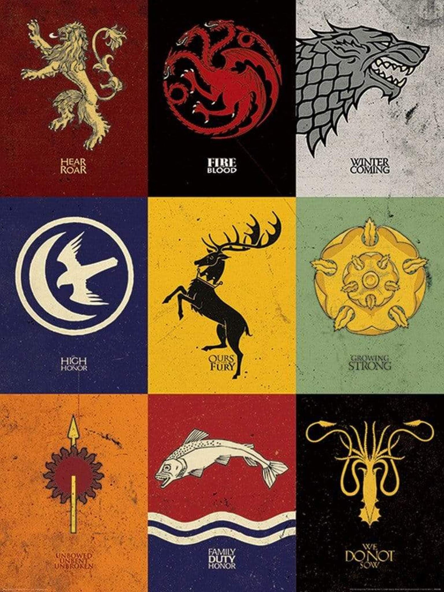 Pyramid Game of Thrones Sigils Kunstdruk 60x80cm | Posters.nl
