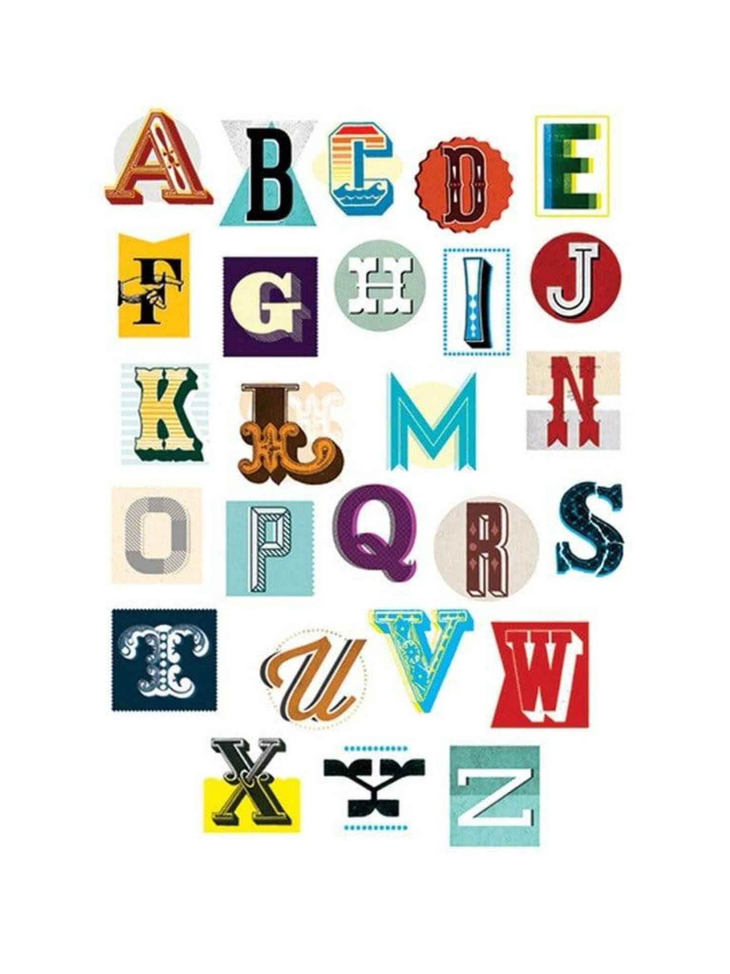 Pyramid Vintage Letter Alphabet Kunstdruk 60x80cm | Posters.nl